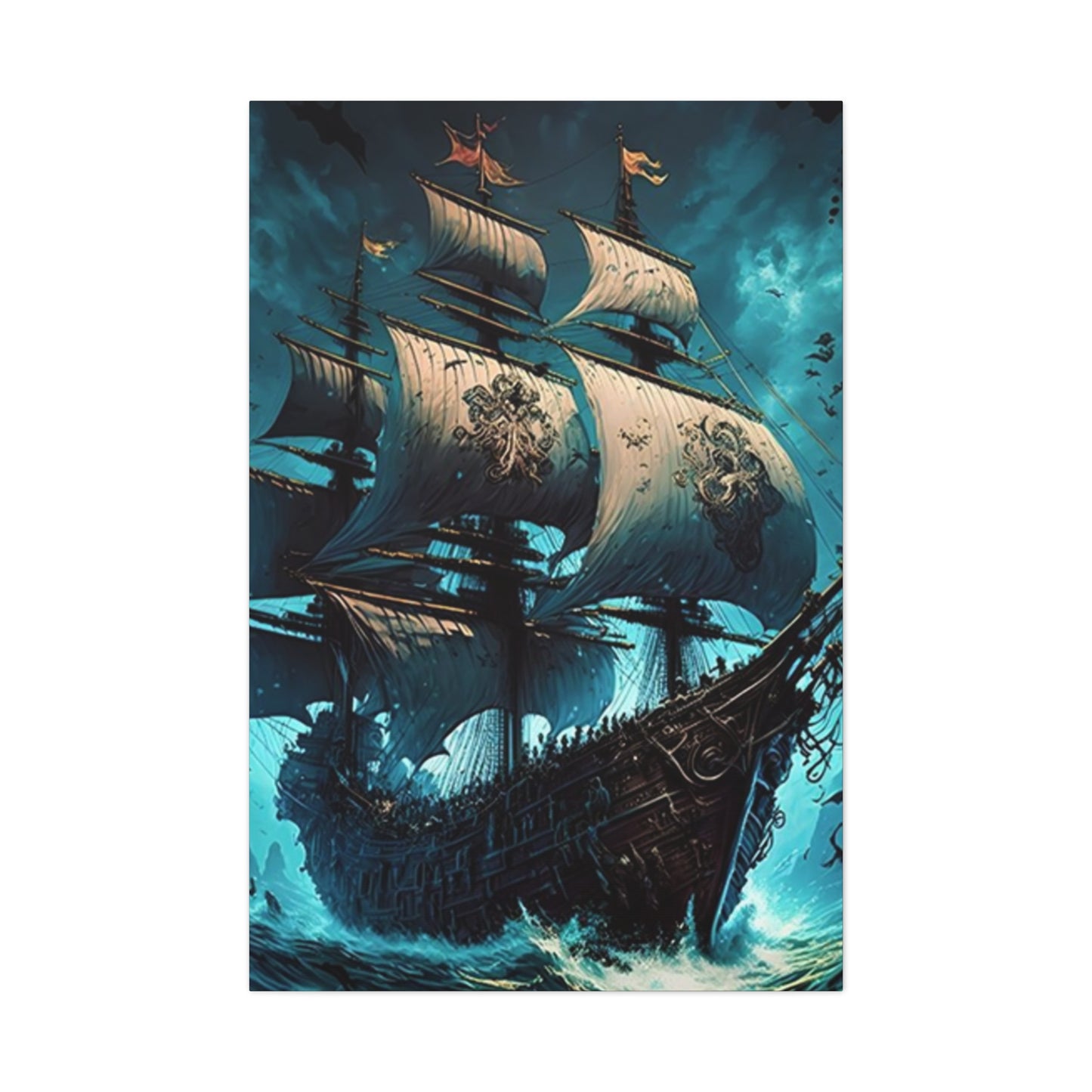 Large Ship Sailing In Night Wall Art & Canvas Prints