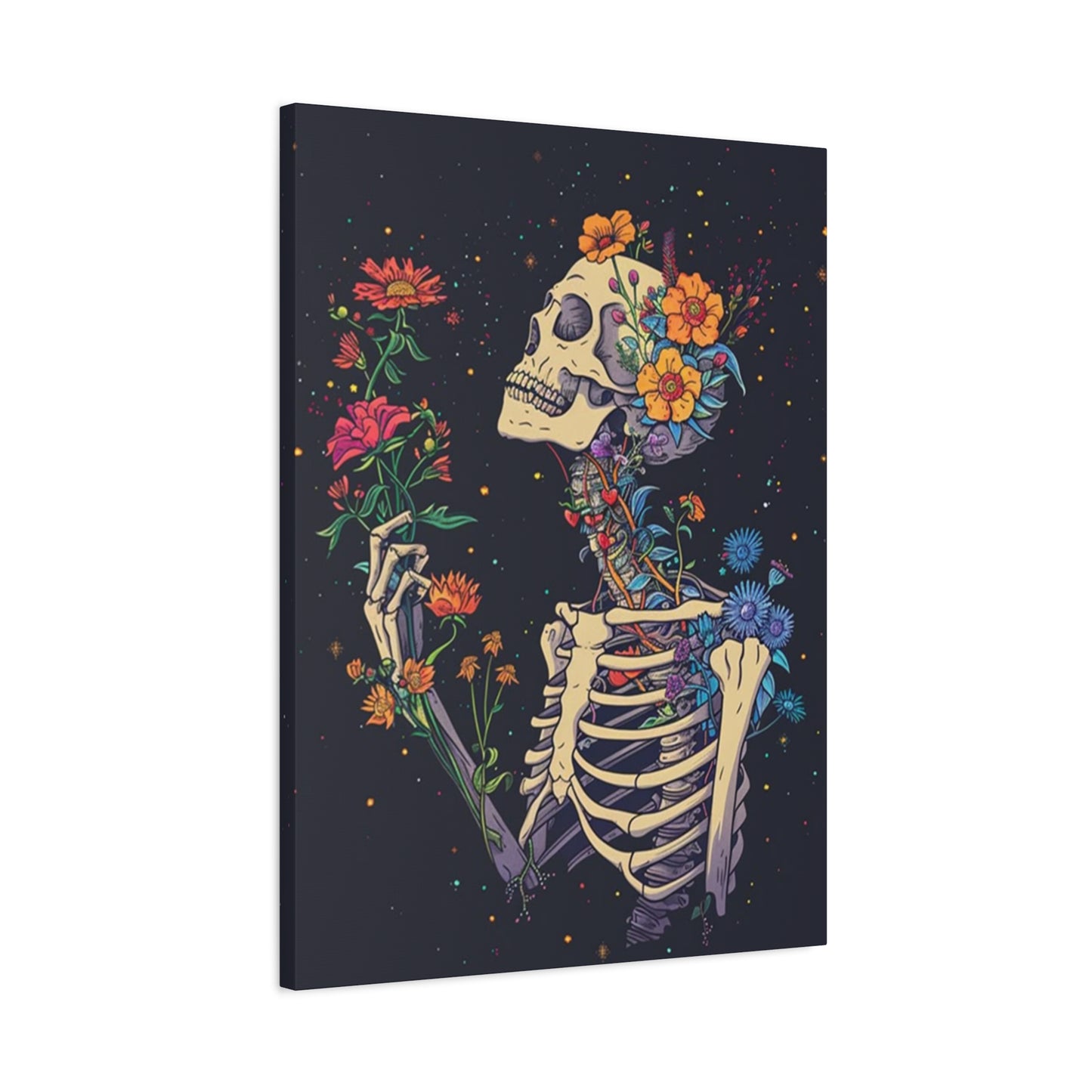 Flower On Skeleton Wall Art & Canvas Prints