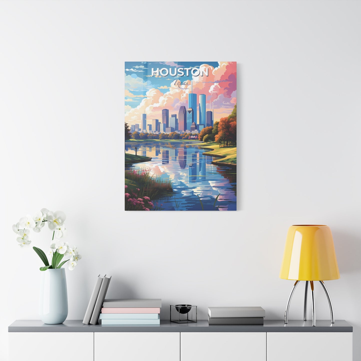 Houston Skyline Riverside Wall Art & Canvas Prints