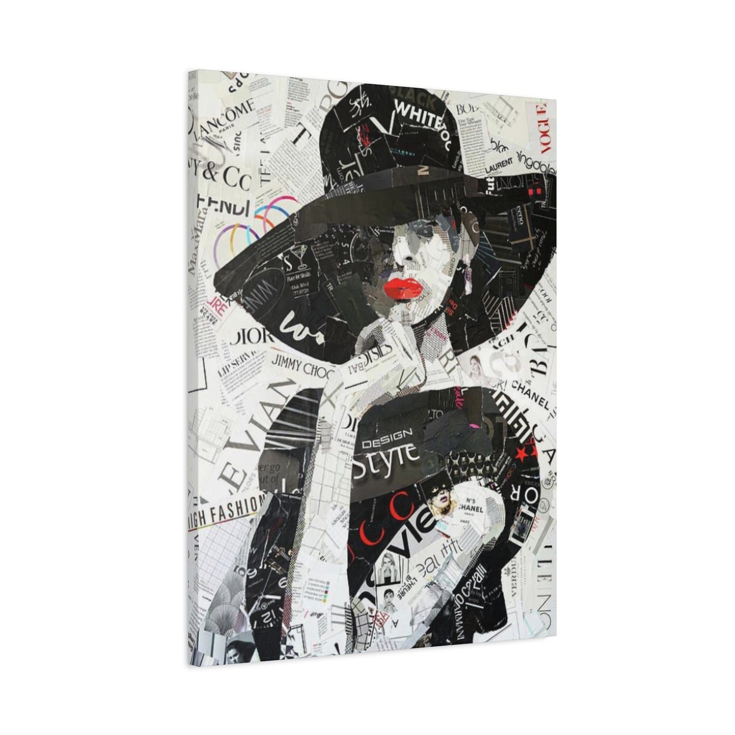 Women With Hat Painting Abstract Mixed Media Wall Art & Canvas Prints