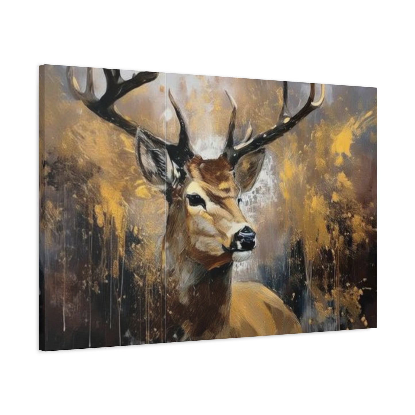 Reindeer Golden Painting Wall Art & Canvas Prints
