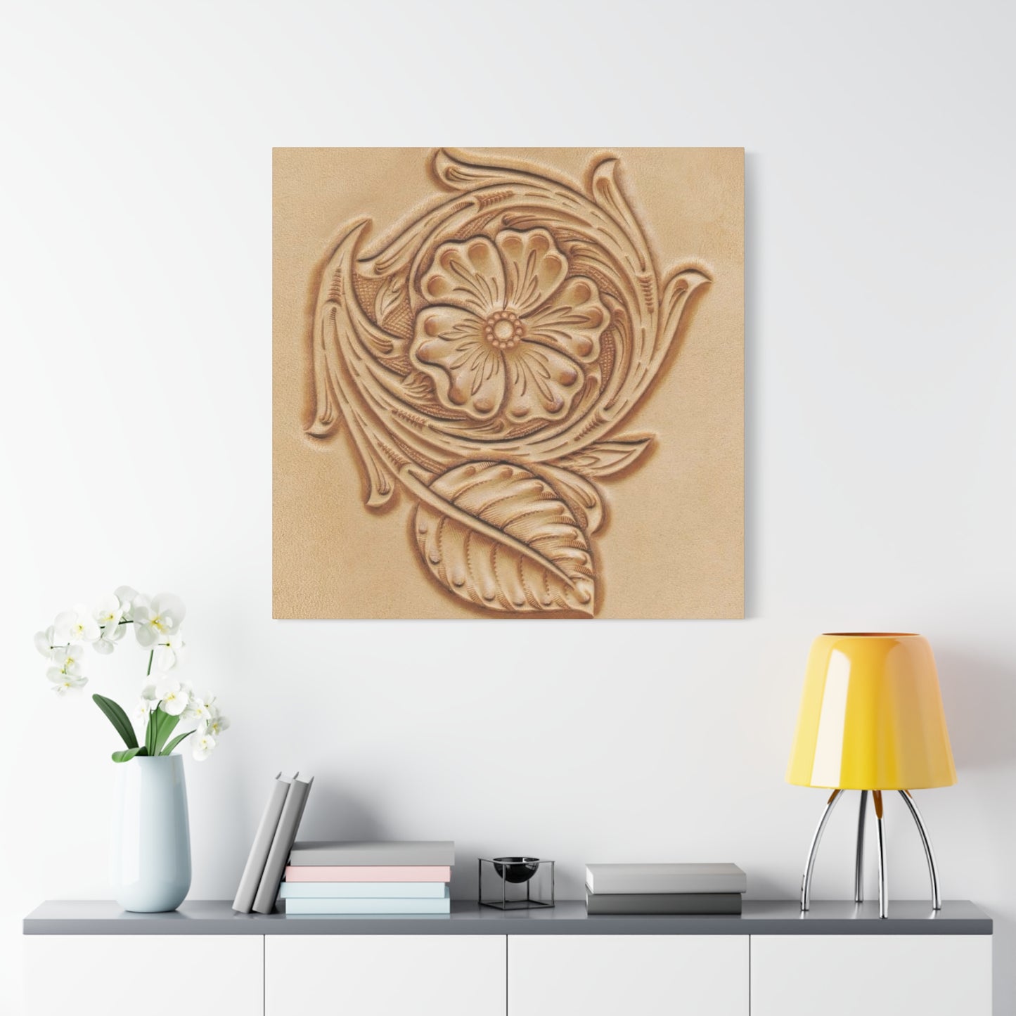 Flower On Leather Wall Art & Canvas Prints