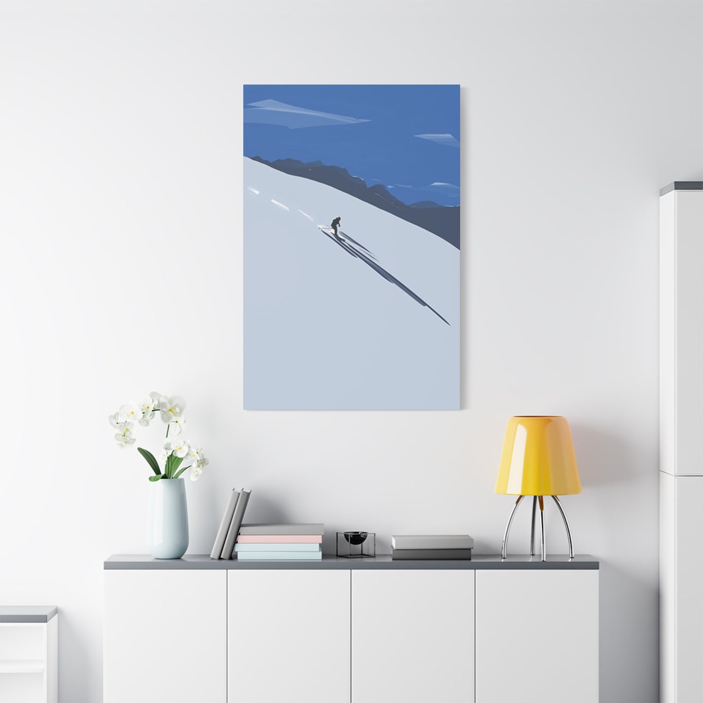 Skiing In Dense Snow Wall Art & Canvas Prints