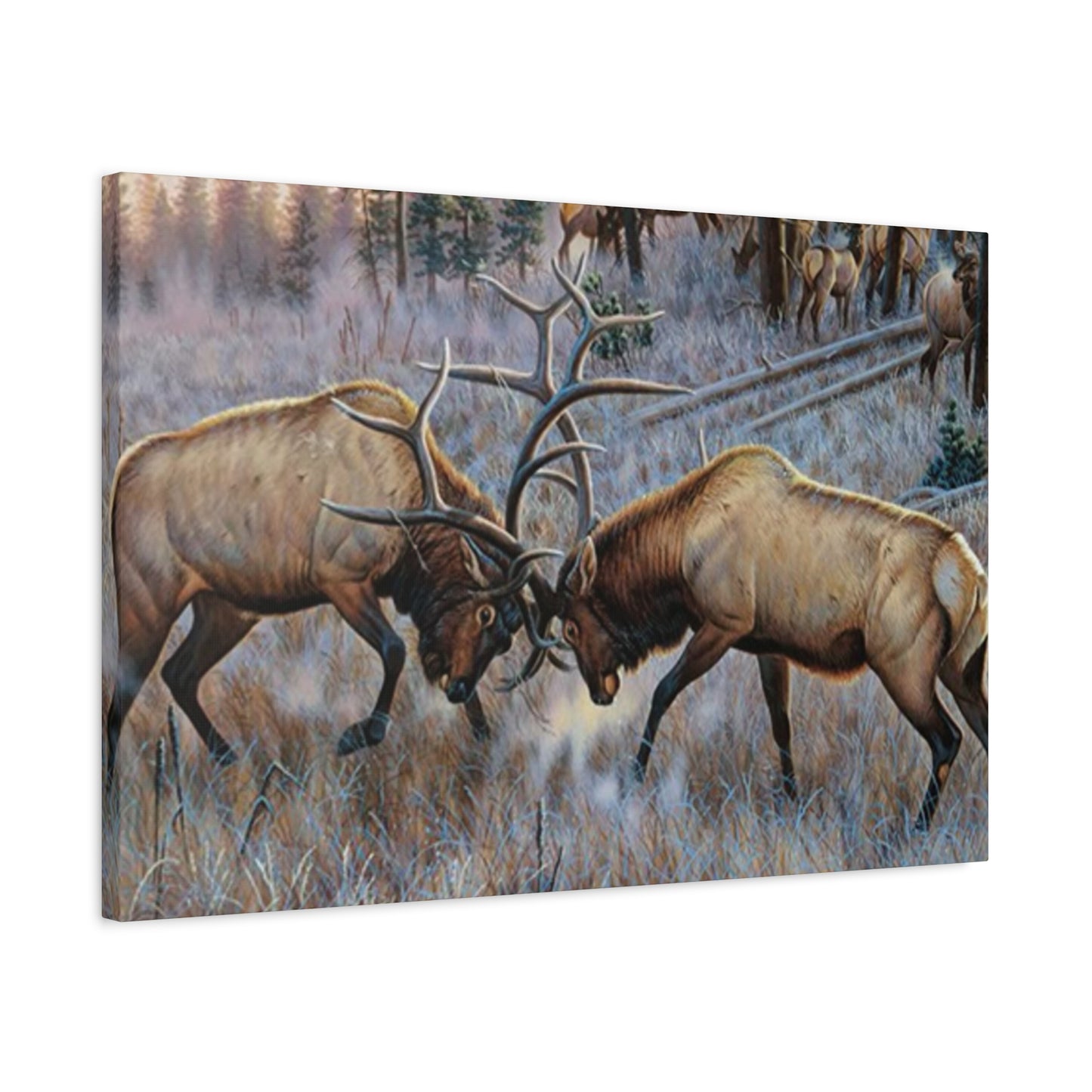 Reindeer Fighting Painting Wall Art & Canvas Prints