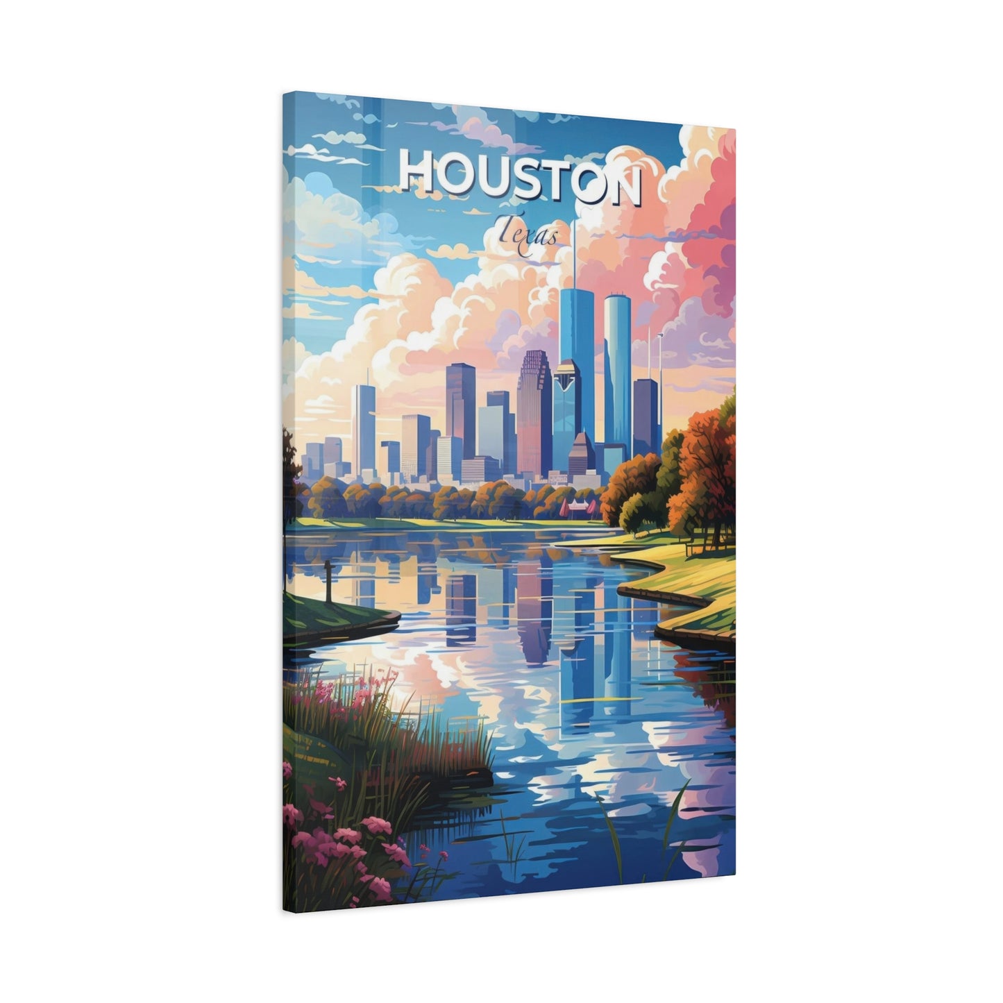 Houston Skyline Riverside Wall Art & Canvas Prints