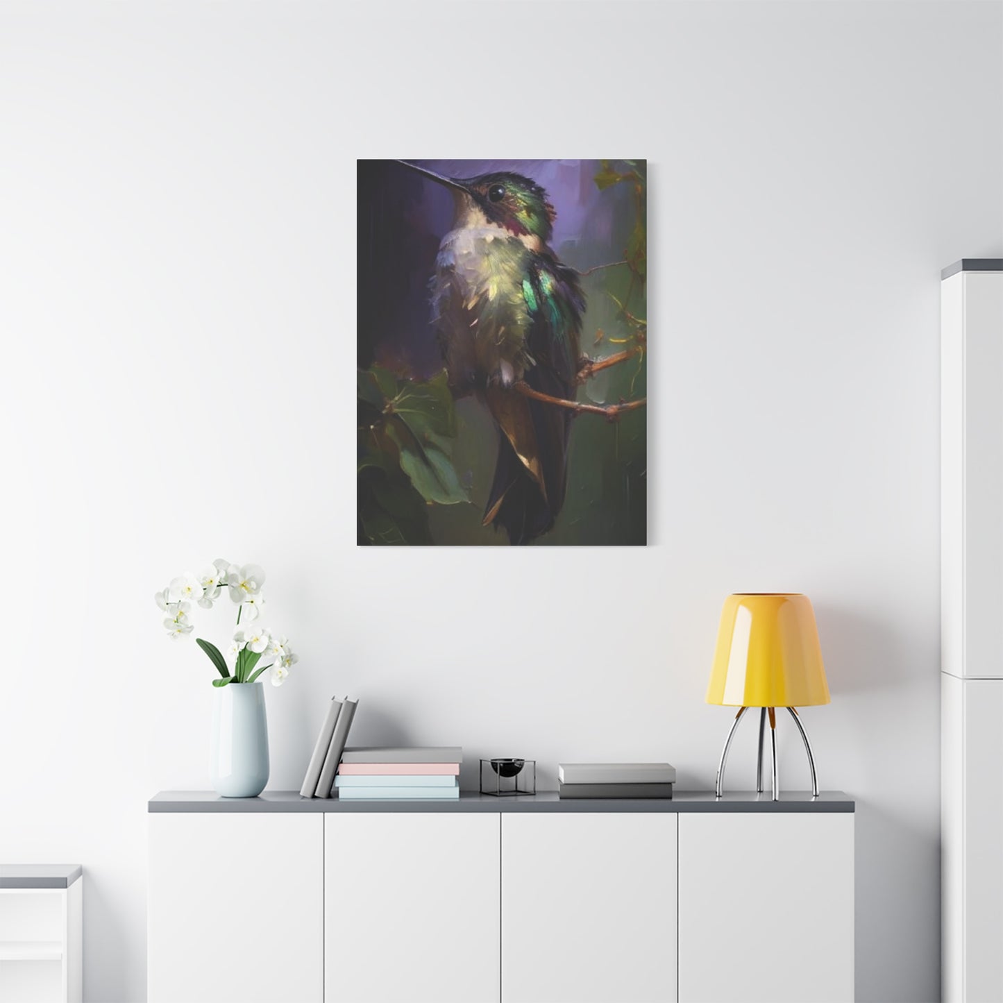 Humming Bird Closeup Painting Wall Art & Canvas Prints