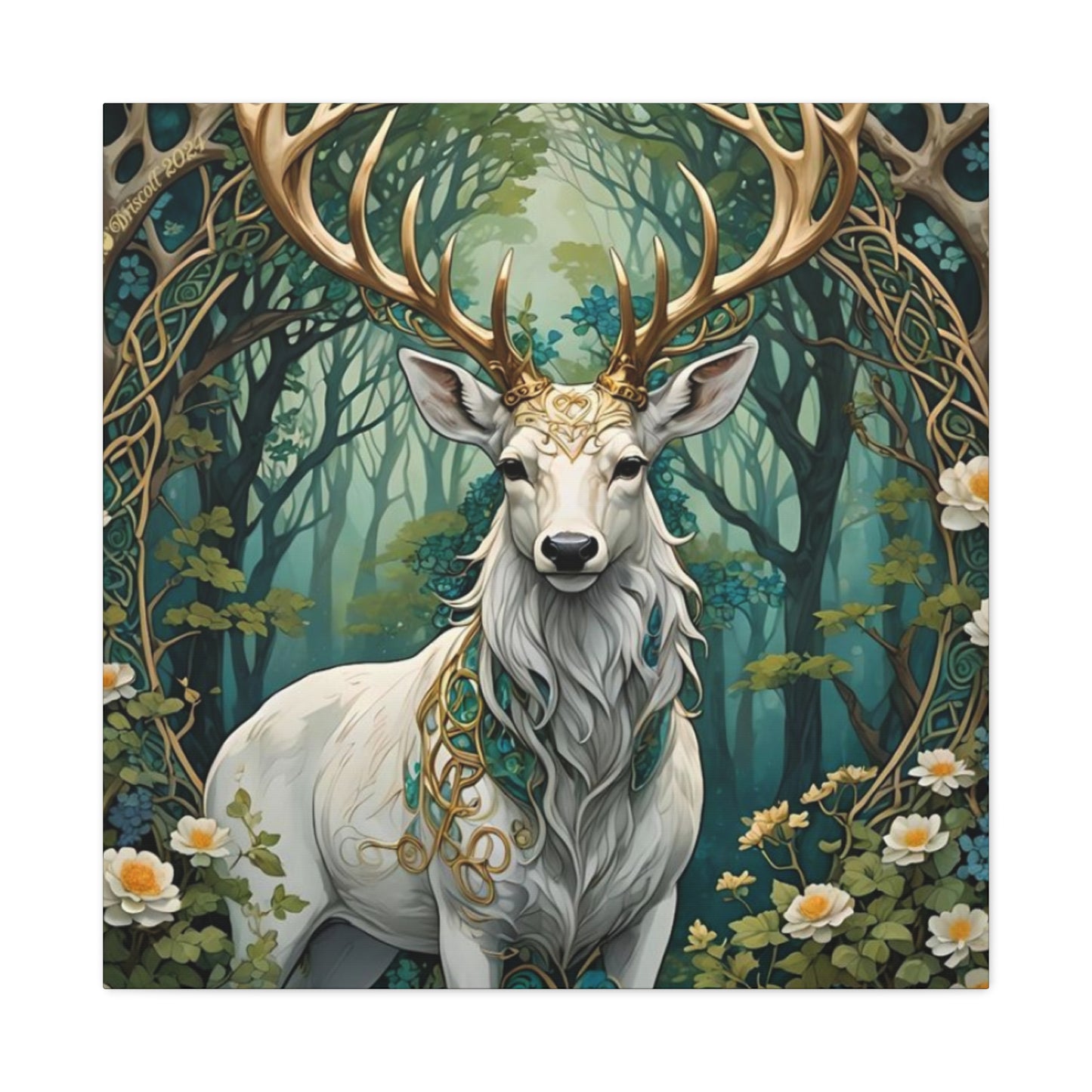 Deer with Flower Wall Art & Canvas Prints