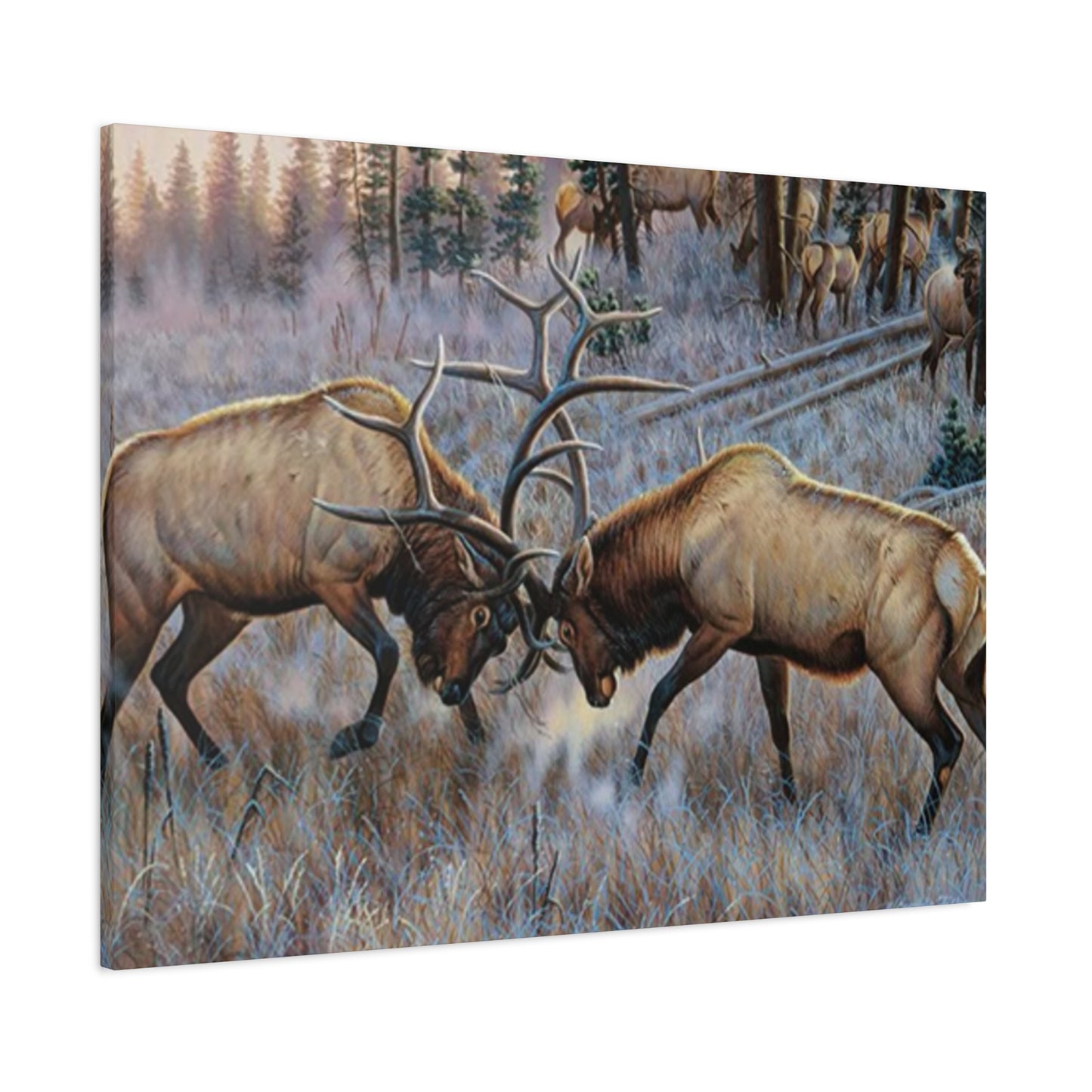Reindeer Fighting Painting Wall Art & Canvas Prints