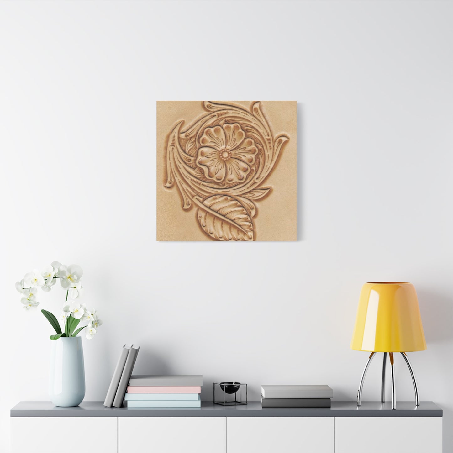 Flower On Leather Wall Art & Canvas Prints