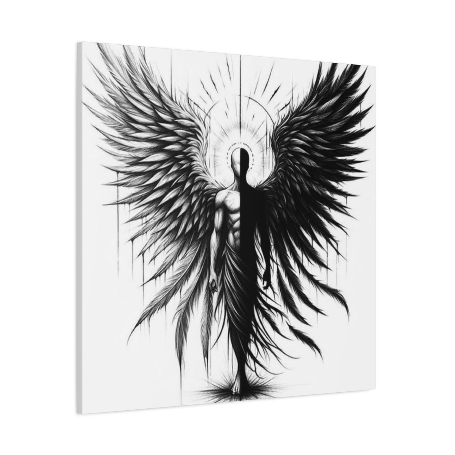 Black and White Angel Wings Tattoo Wall Art & Canvas Prints