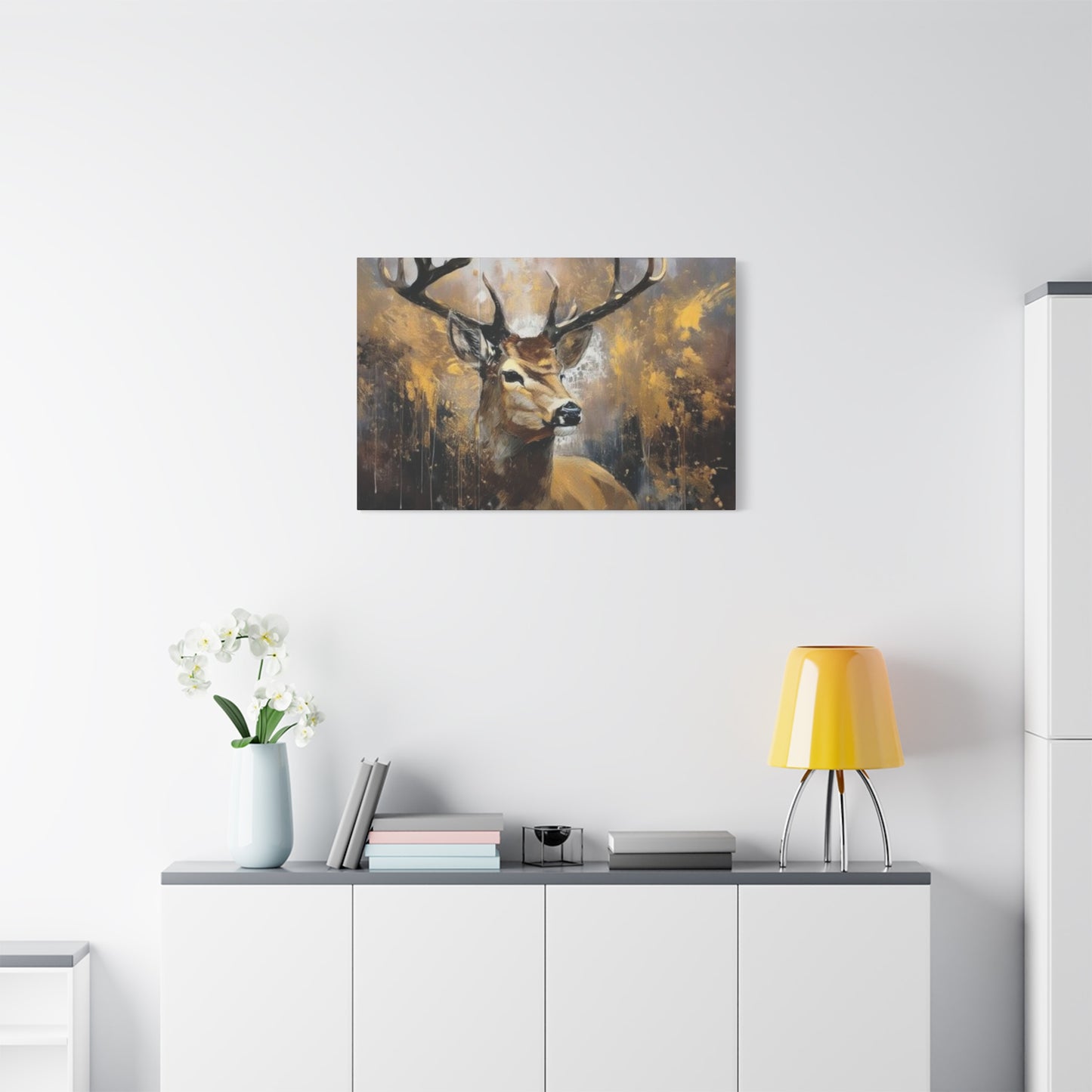 Reindeer Golden Painting Wall Art & Canvas Prints