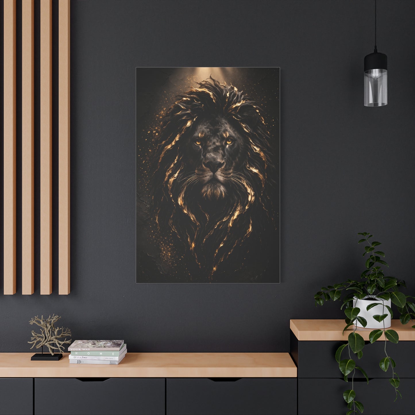 Black & Gold Lion Royal Portrait Wall Art & Canvas Print