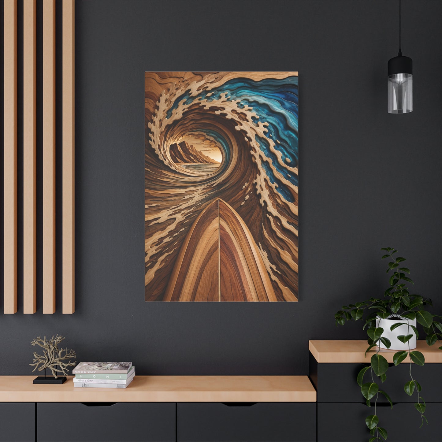 Surfboard Perspective Wooden Wave Tunnel Wall Art & Canvas Print