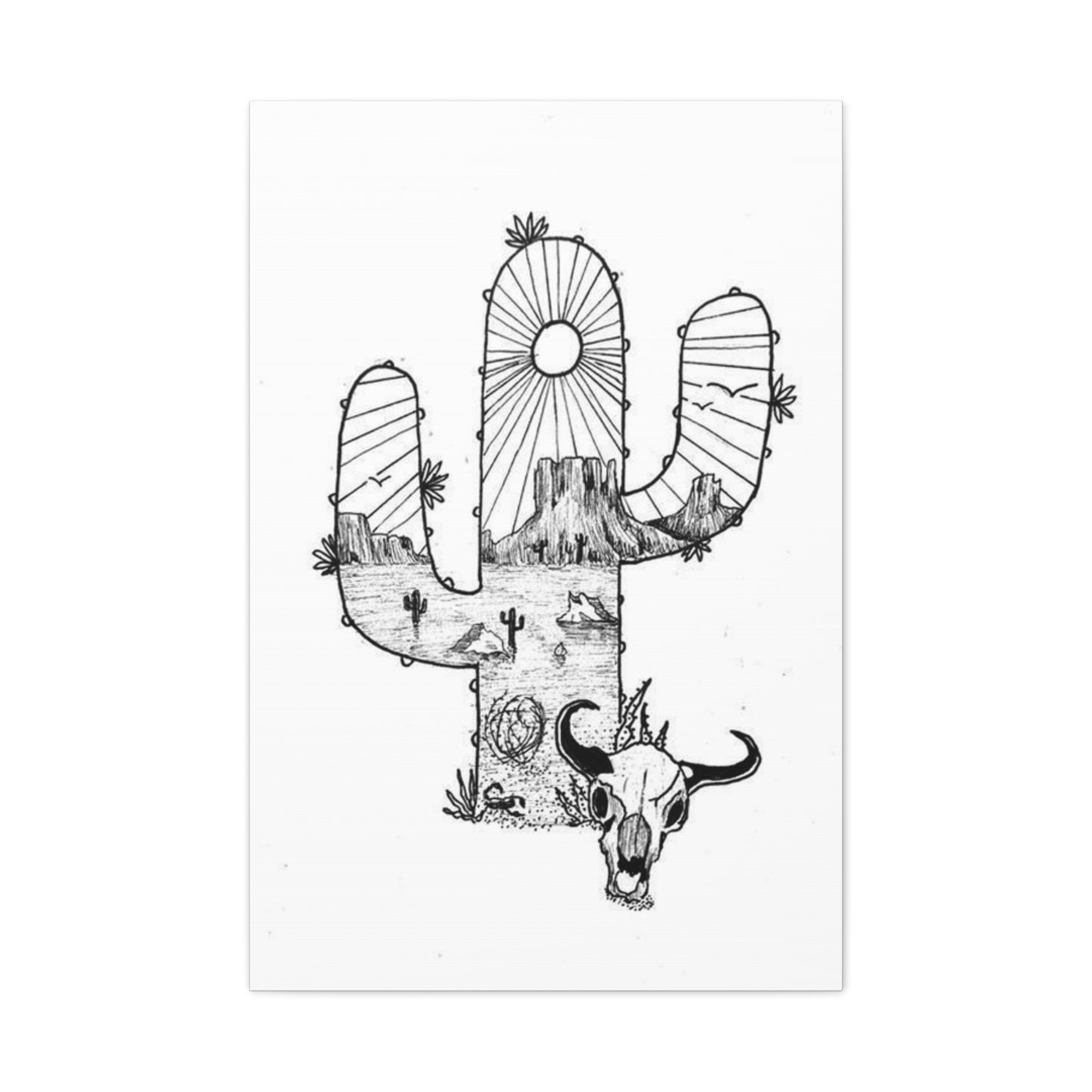 Texas In Cactus Drawing Wall Art & Canvas Prints