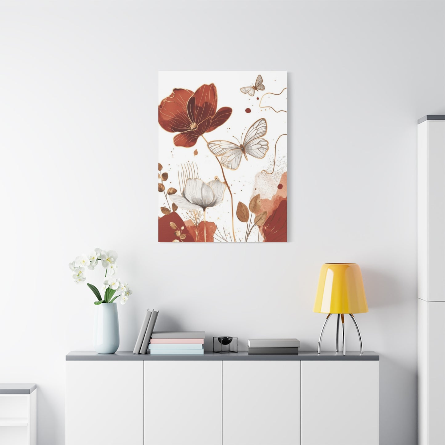 Flowe and Butterfly Painting Wall Art & Canvas Prints