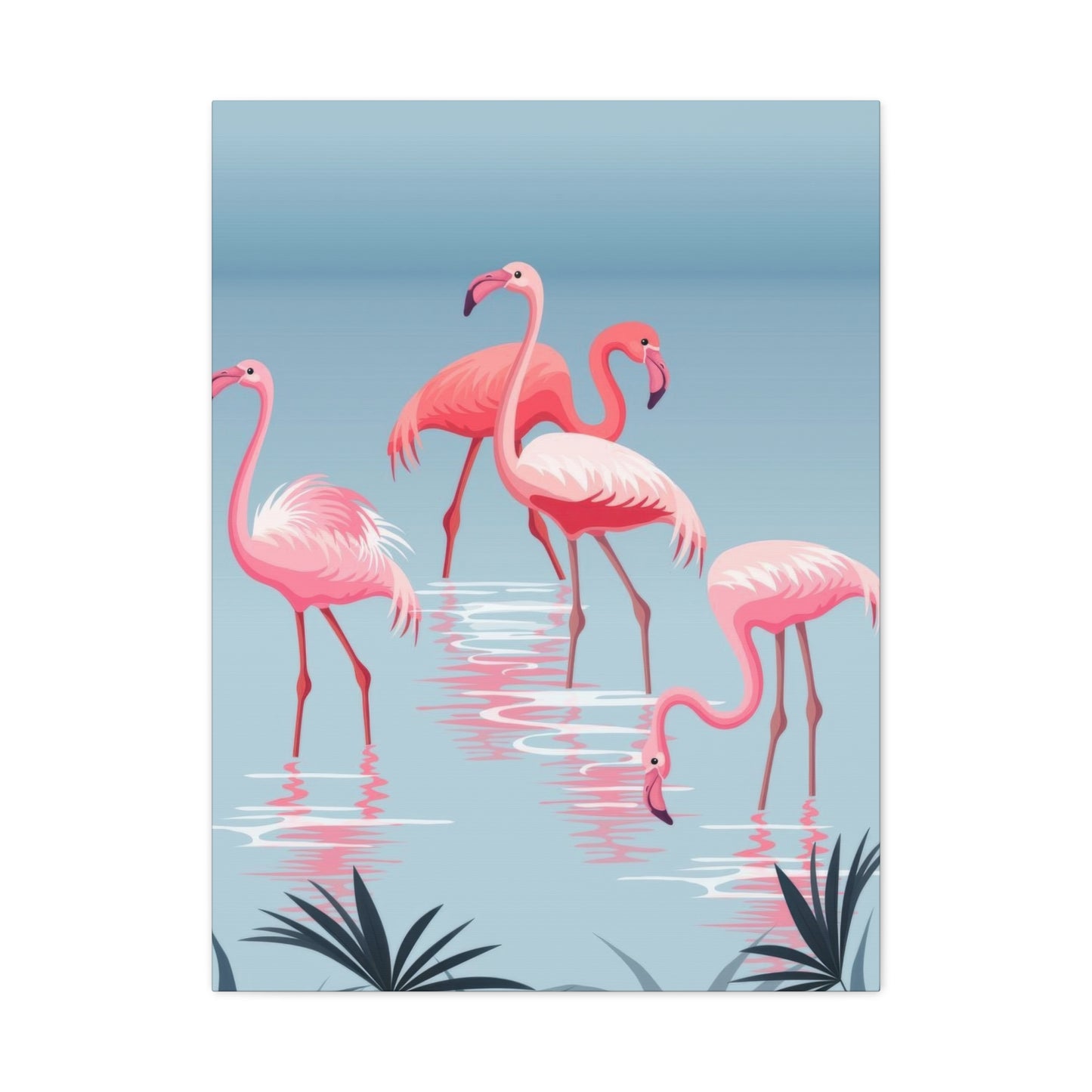 Flamingo Flock In Water Wall Art & Canvas Prints