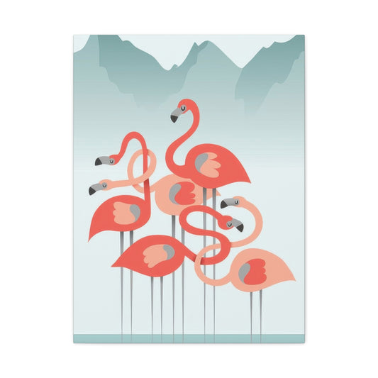 Flamingo Flock Aqua Wall Art & Canvas Prints