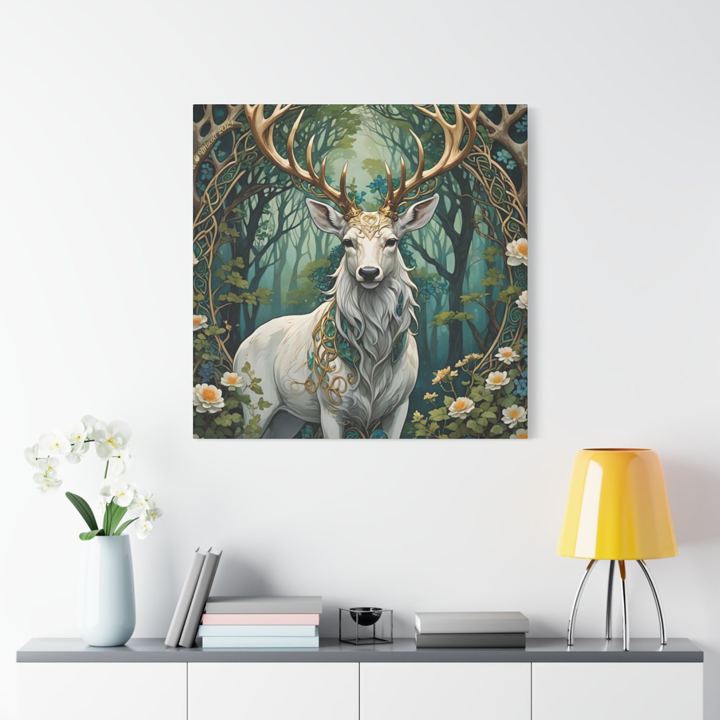 Deer with Flower Wall Art & Canvas Prints
