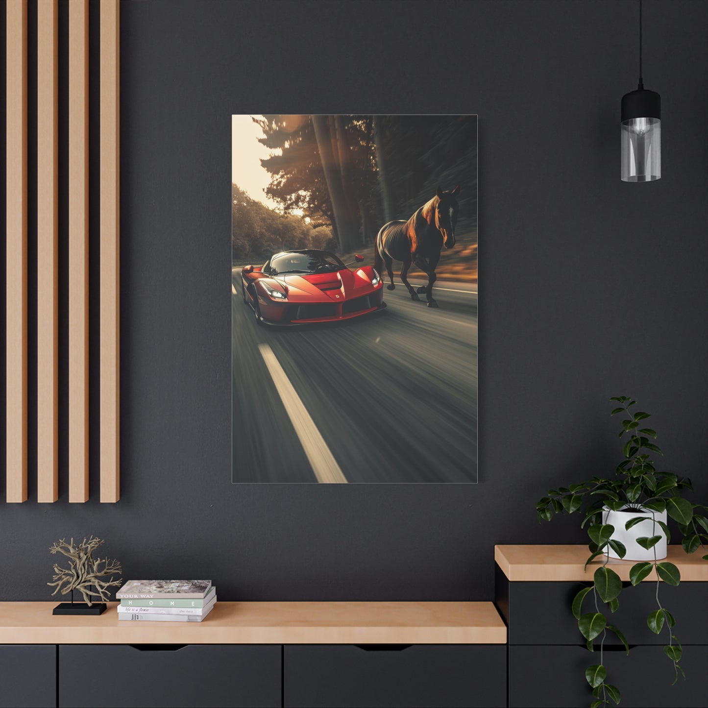 LaFerrari & Stallion Motion Power Wall Art & Canvas Print
