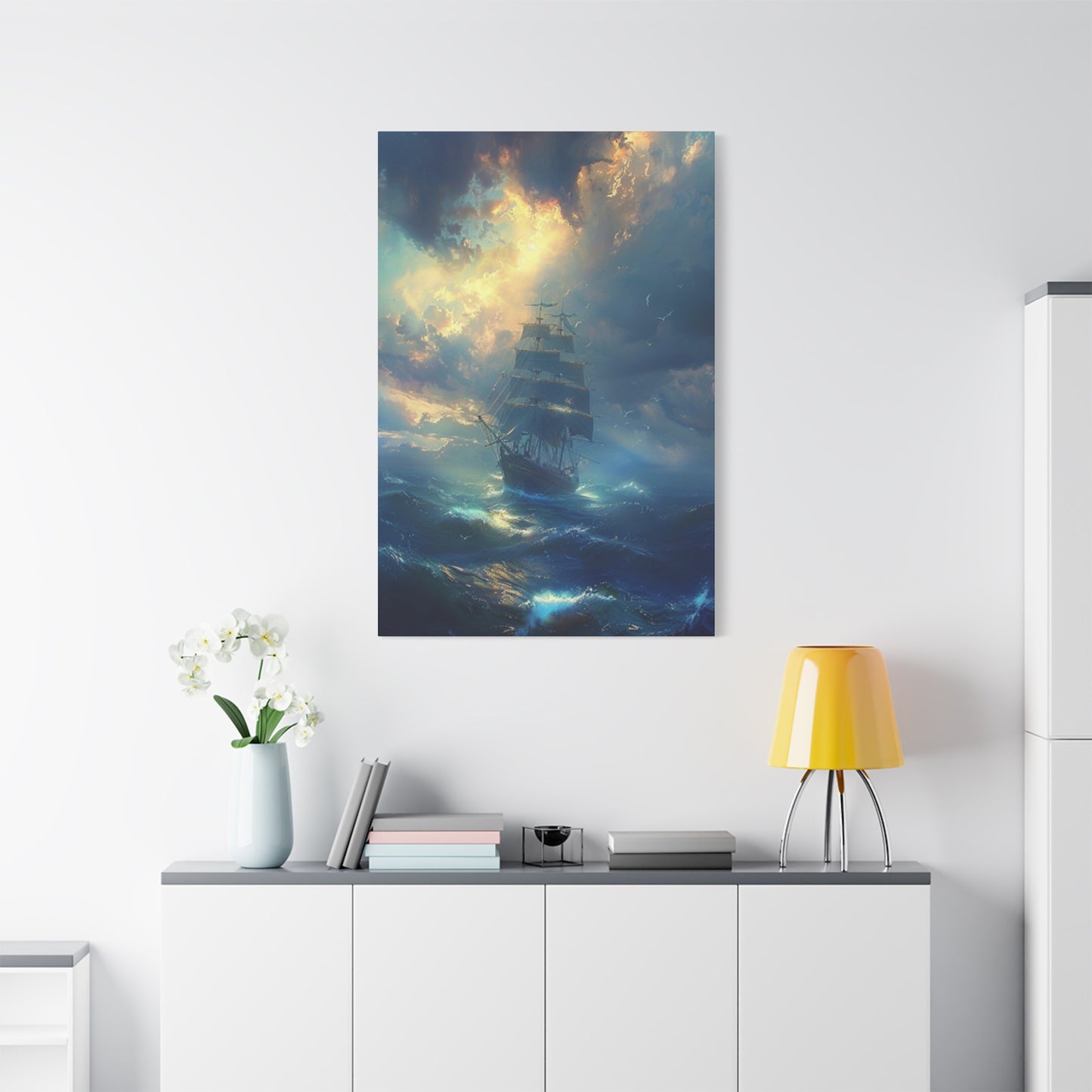 Ship Sailing On Large Waves Wall Art & Canvas Prints