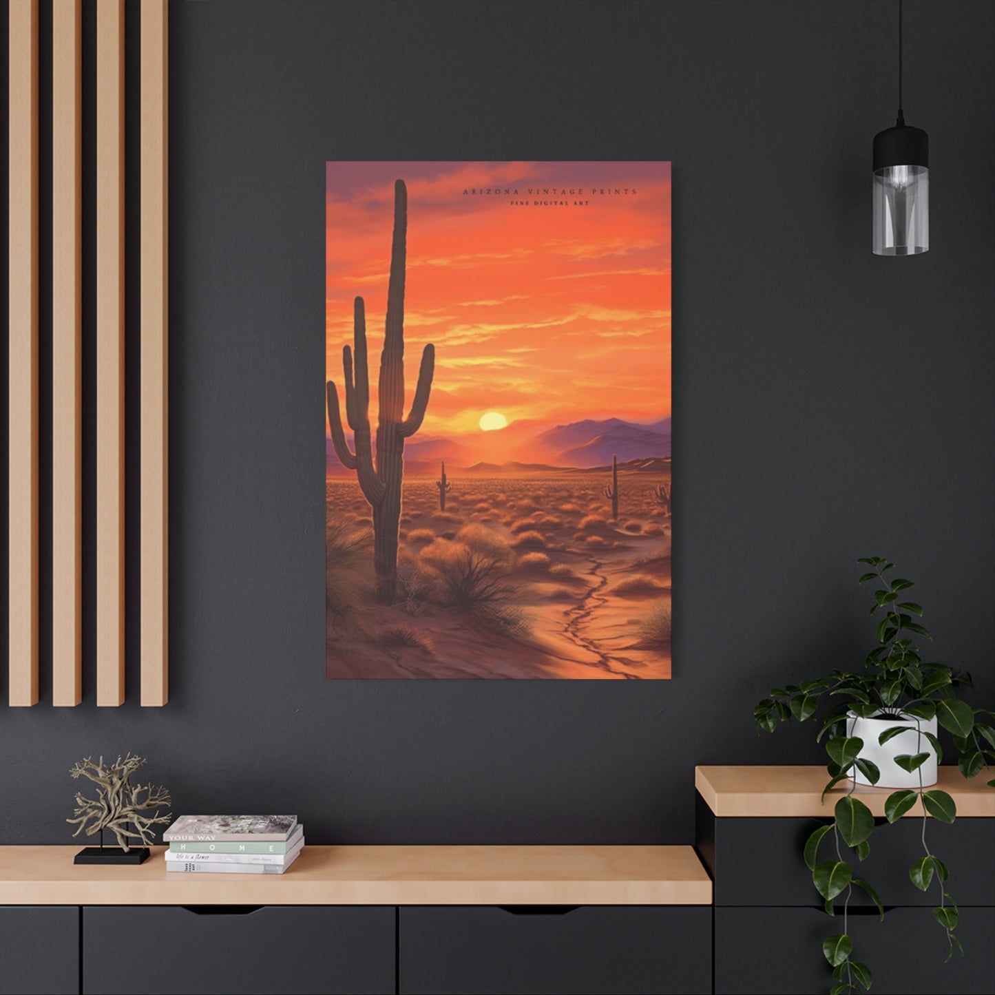 Cactus and Sunset in Desert Wall Art & Canvas Prints