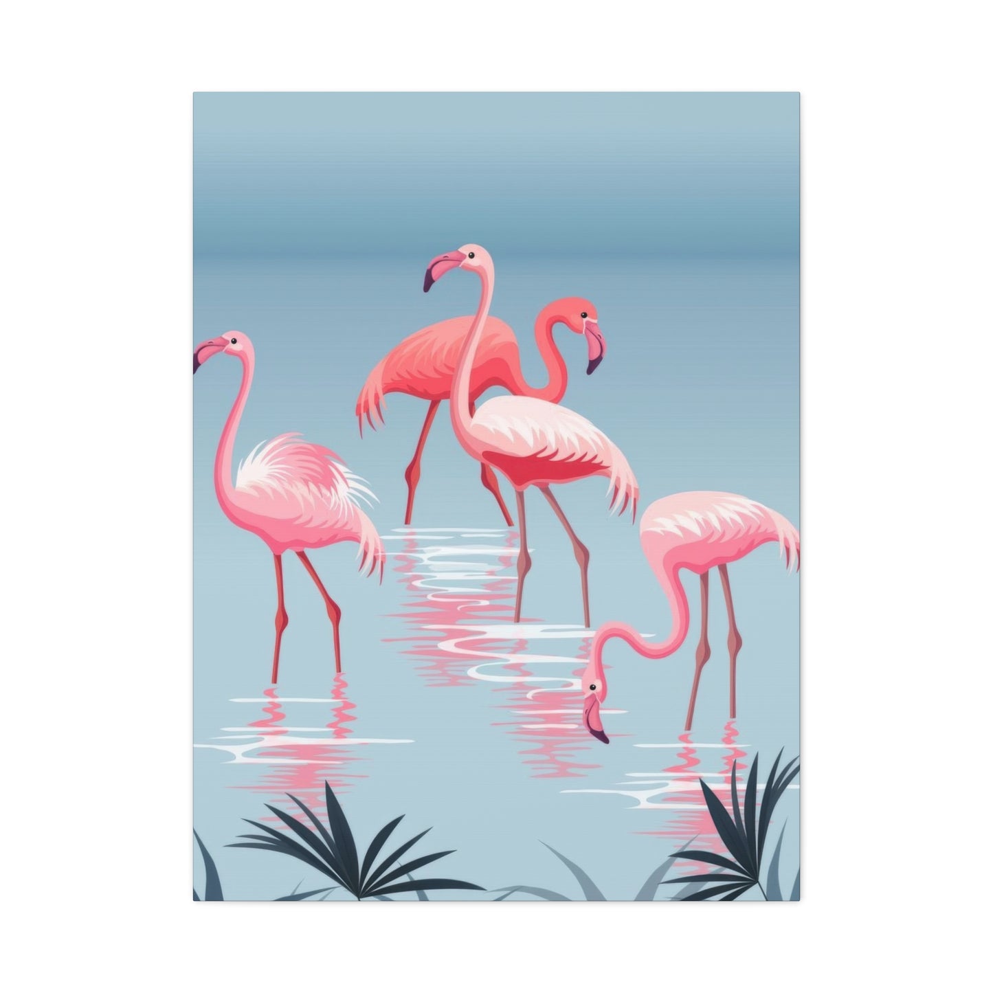 Flamingo Flock In Water Wall Art & Canvas Prints
