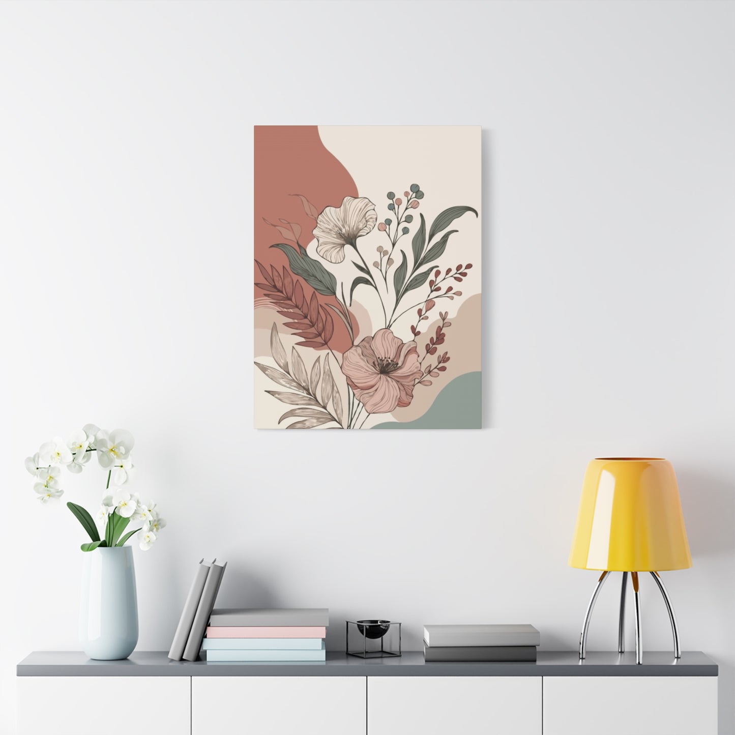 Aesthetic Flowers and Leaves Painting Wall Art & Canvas Prints