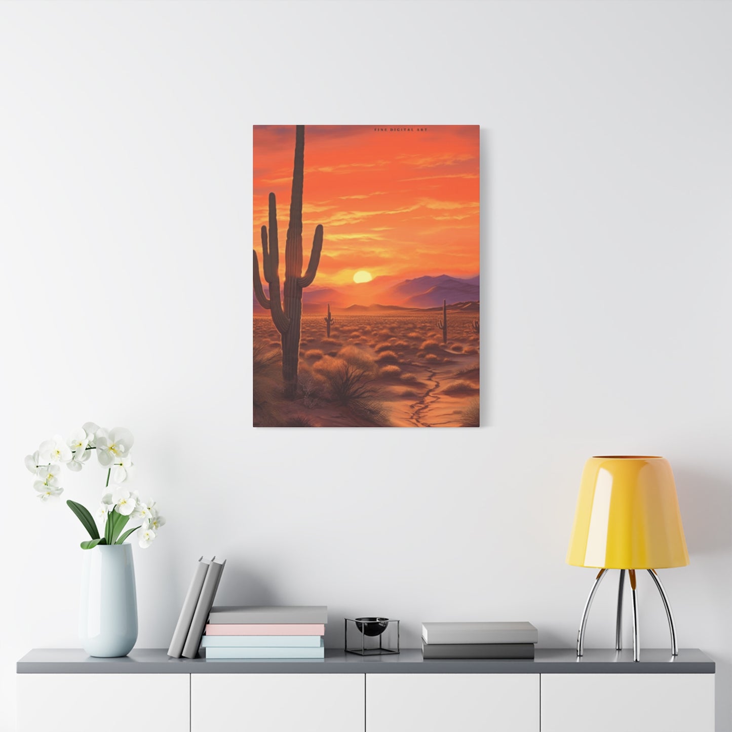 Cactus and Sunset in Desert Wall Art & Canvas Prints