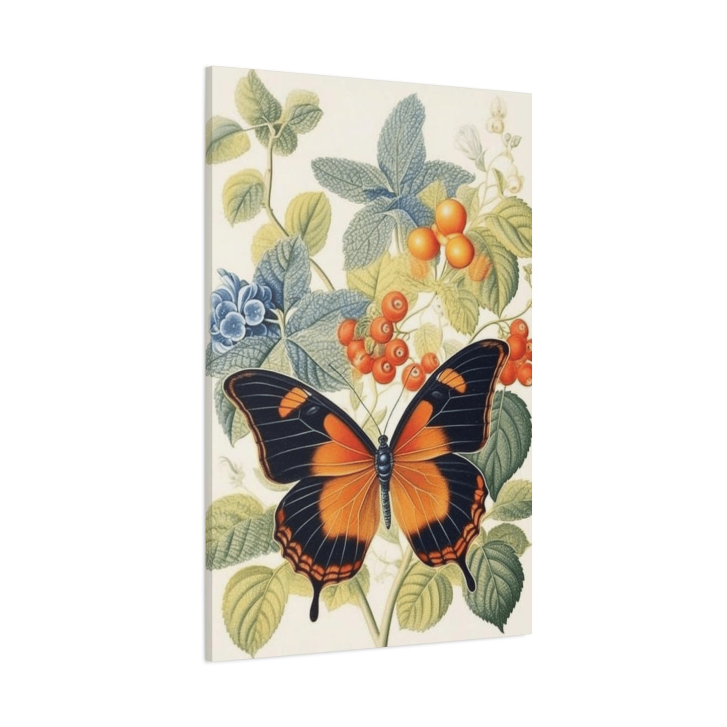 Butterfly on Berries Painting Wall Art & Canvas Prints