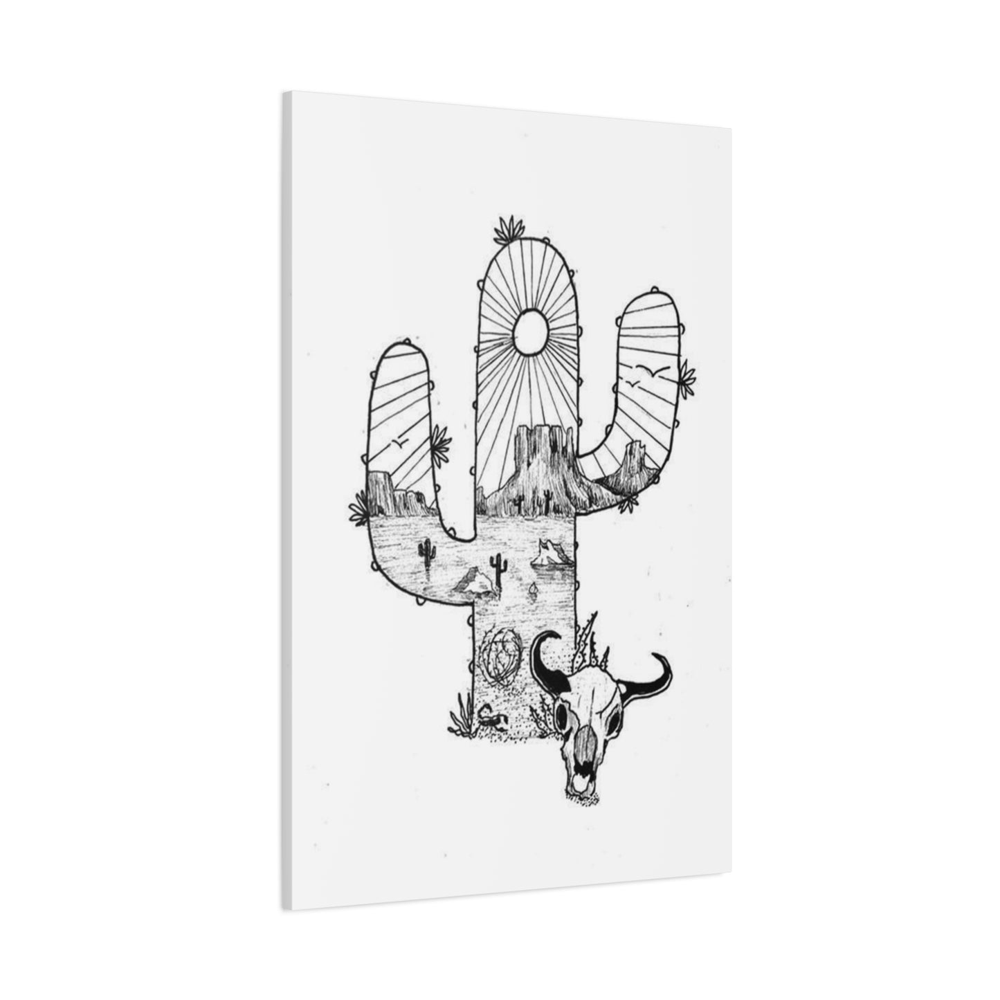 Texas In Cactus Drawing Wall Art & Canvas Prints