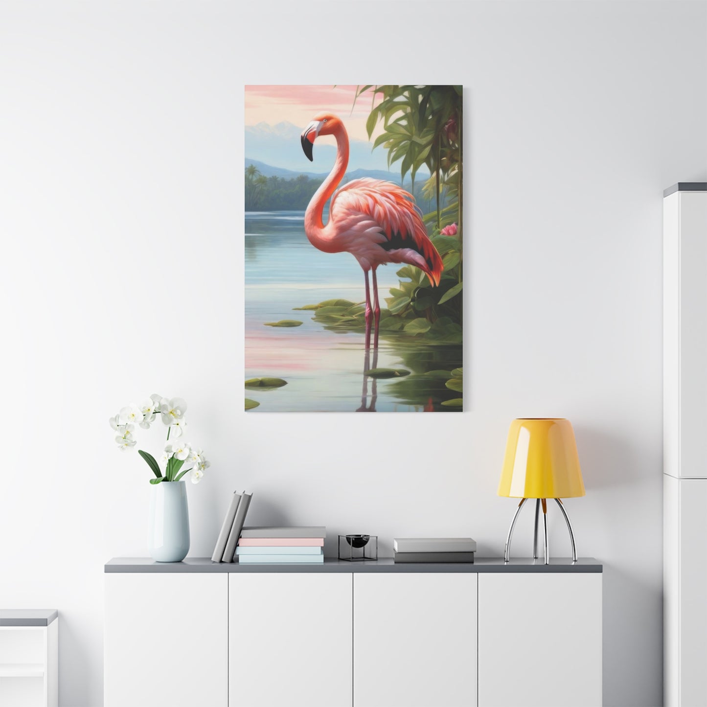 Flamingo In Water Wall Art & Canvas Prints