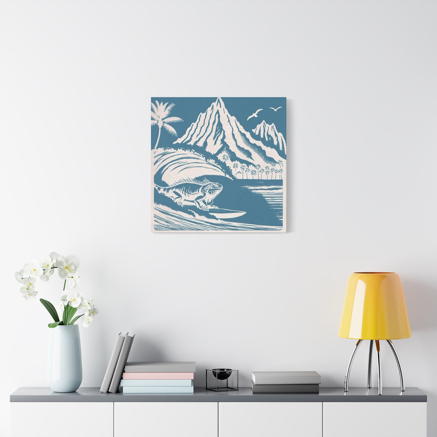 Chameleon Surfing Wall Art & Canvas Prints