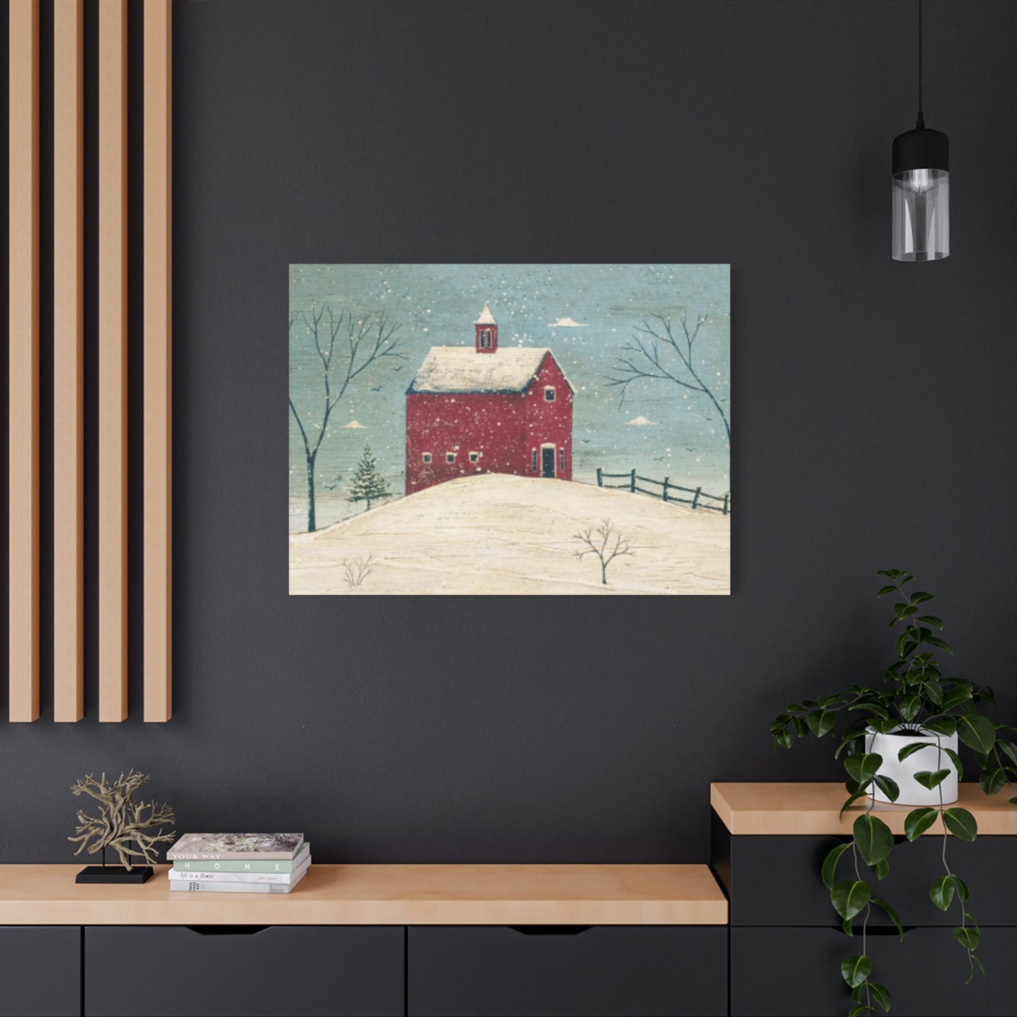 Red Snow House Kimble Warren Wall Art & Canvas Prints