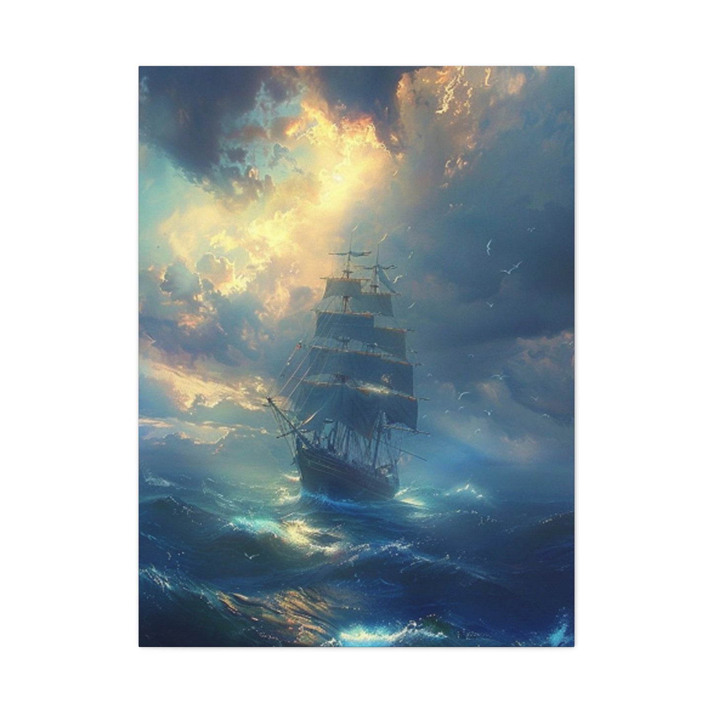 Ship Sailing On Large Waves Wall Art & Canvas Prints