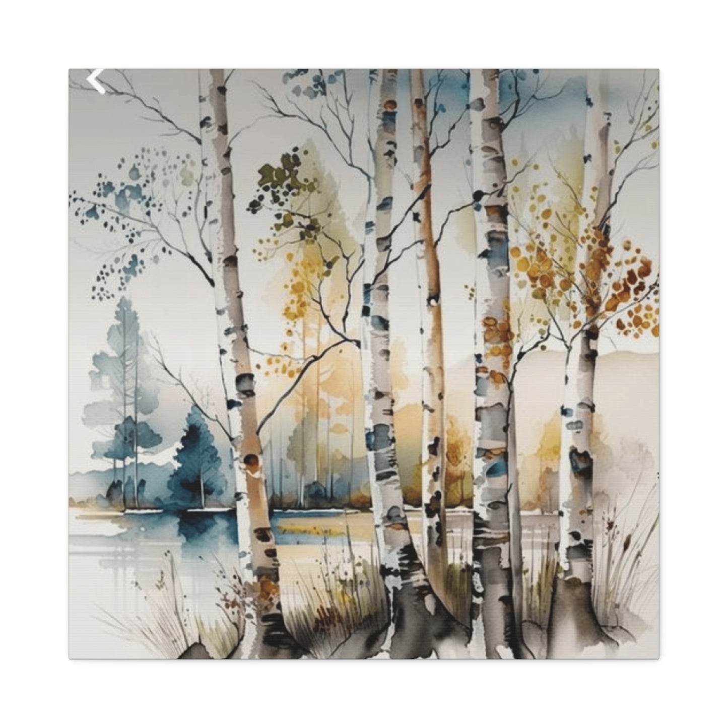 Blue and Orange Birch Tree Painting Wall Art & Canvas Prints