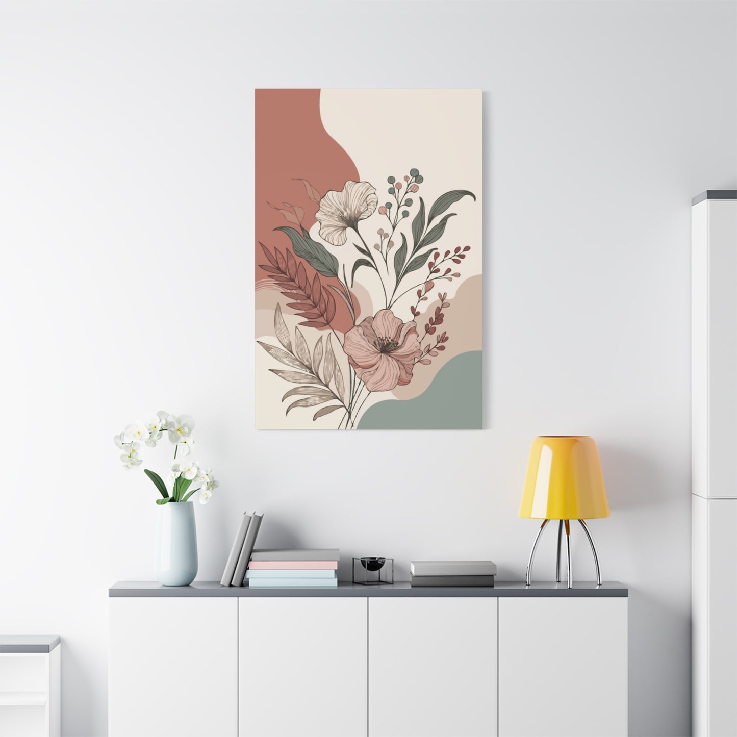 Aesthetic Flowers and Leaves Painting Wall Art & Canvas Prints