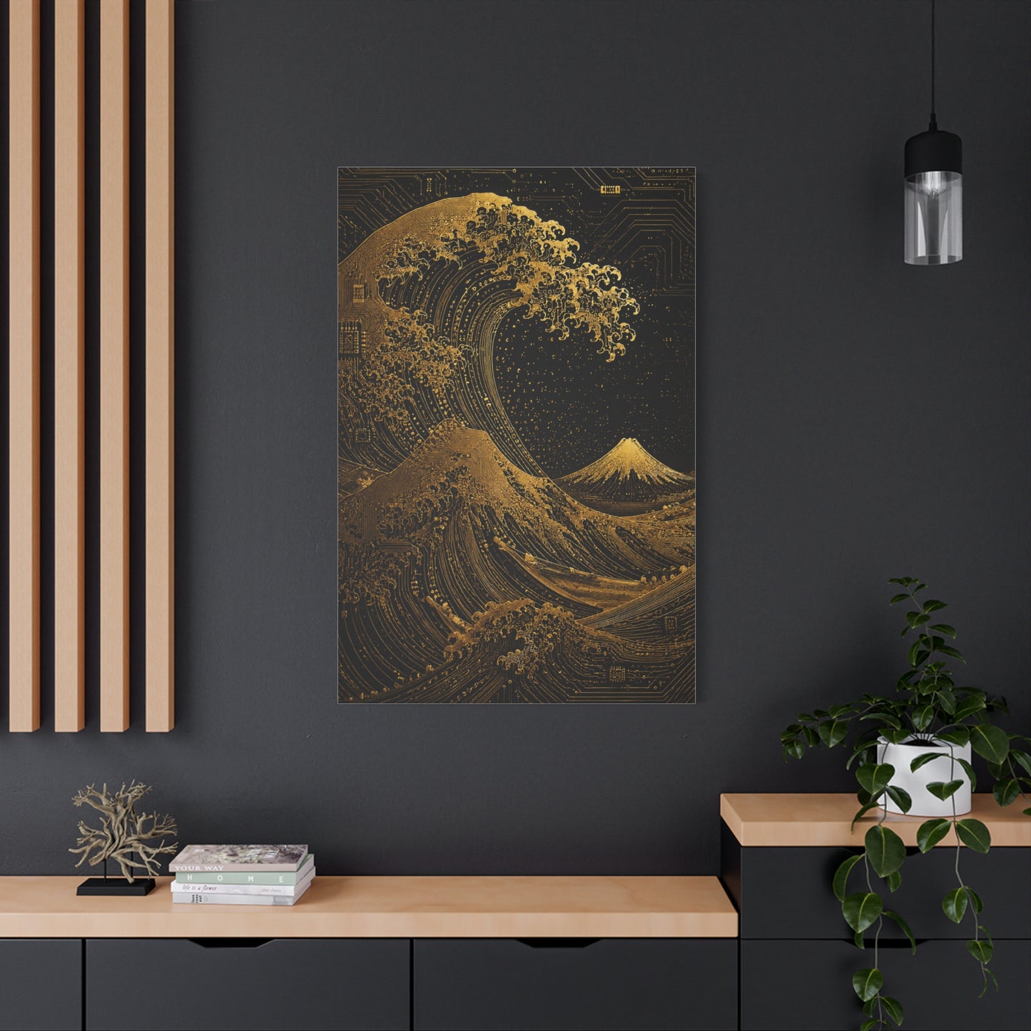 Neo-Tech Golden Wave Fusion Wall Art & Canvas Print