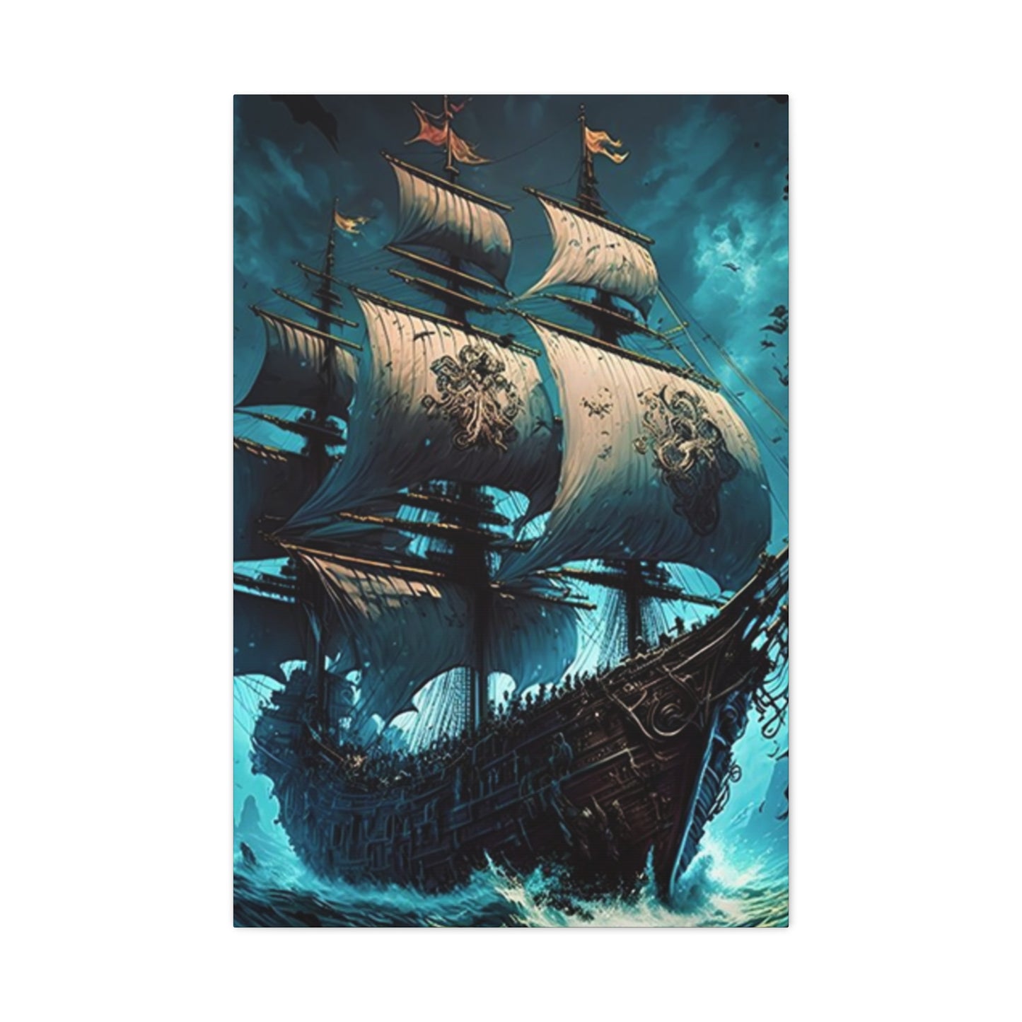 Large Ship Sailing In Night Wall Art & Canvas Prints