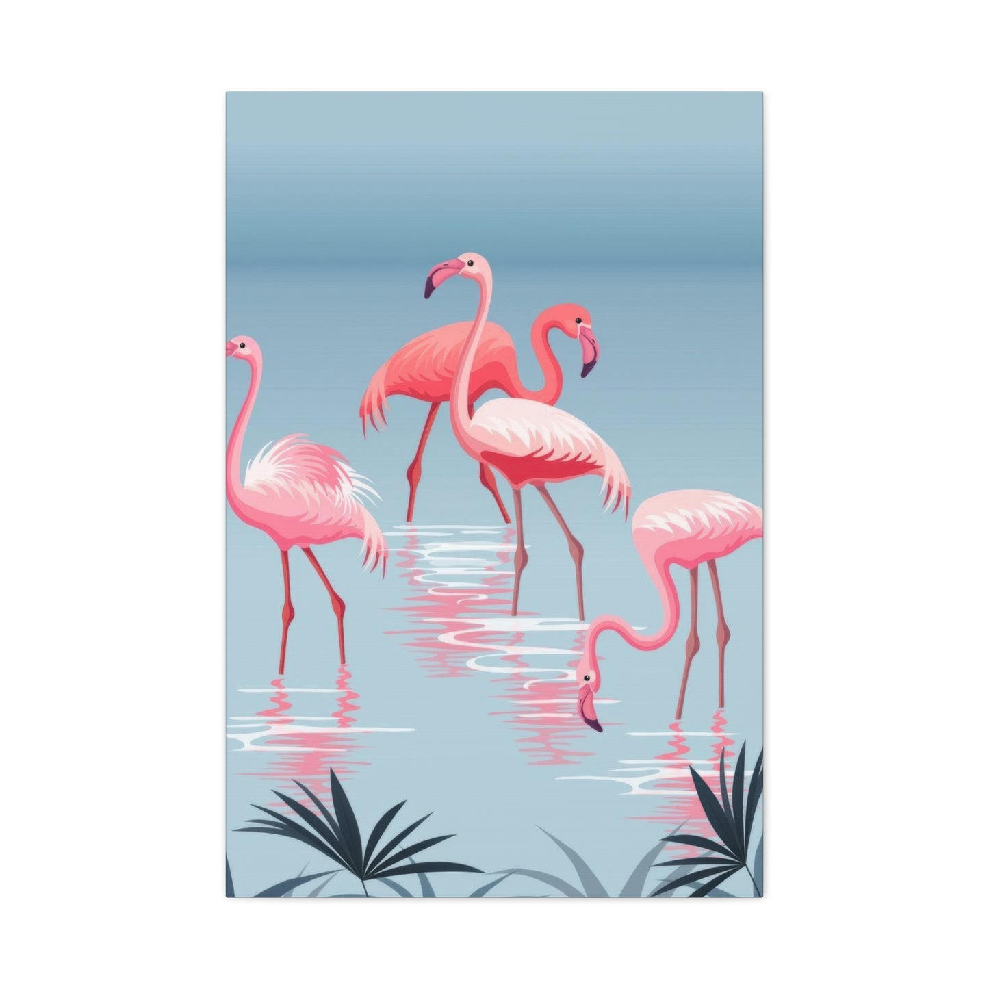 Flamingo Flock In Water Wall Art & Canvas Prints