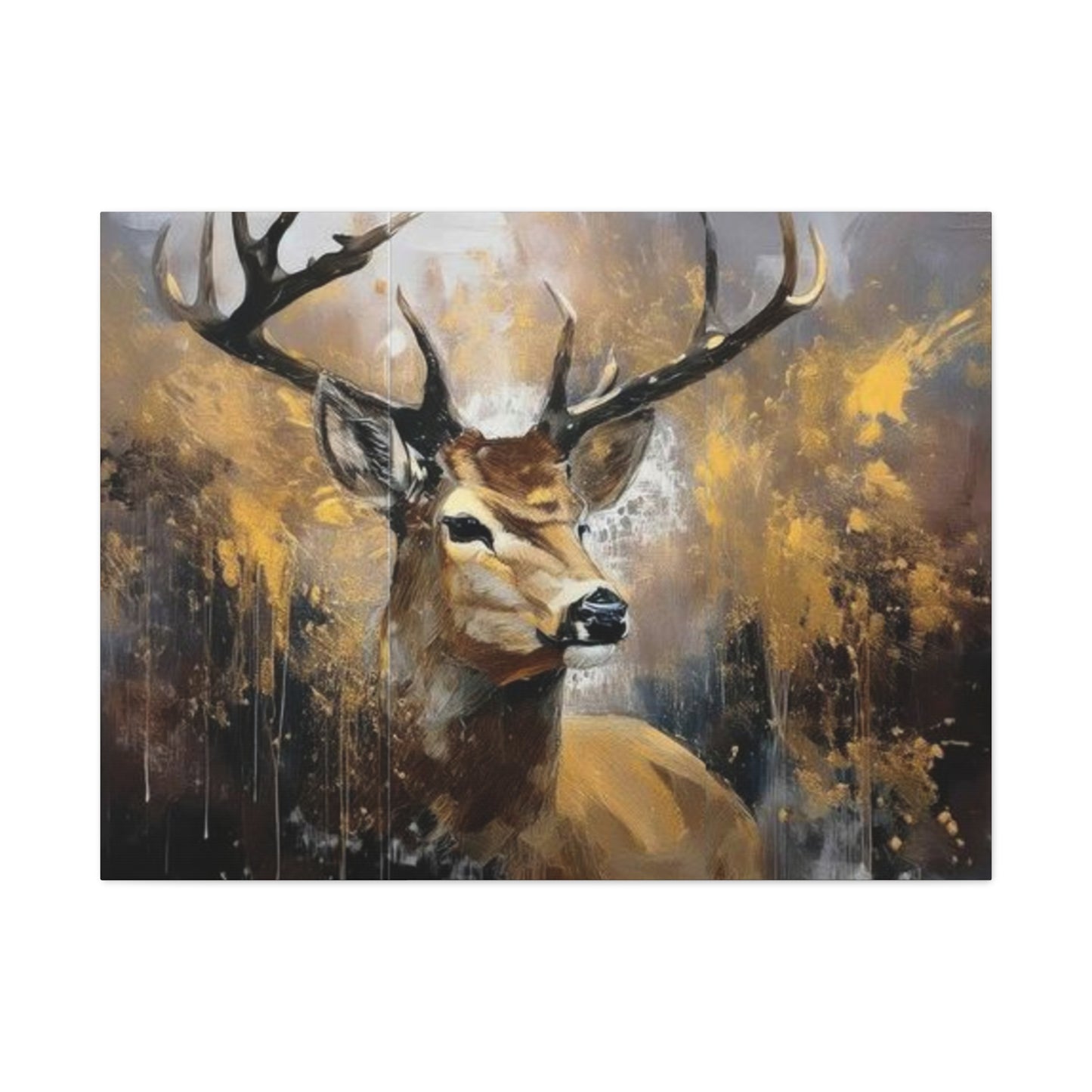 Reindeer Golden Painting Wall Art & Canvas Prints