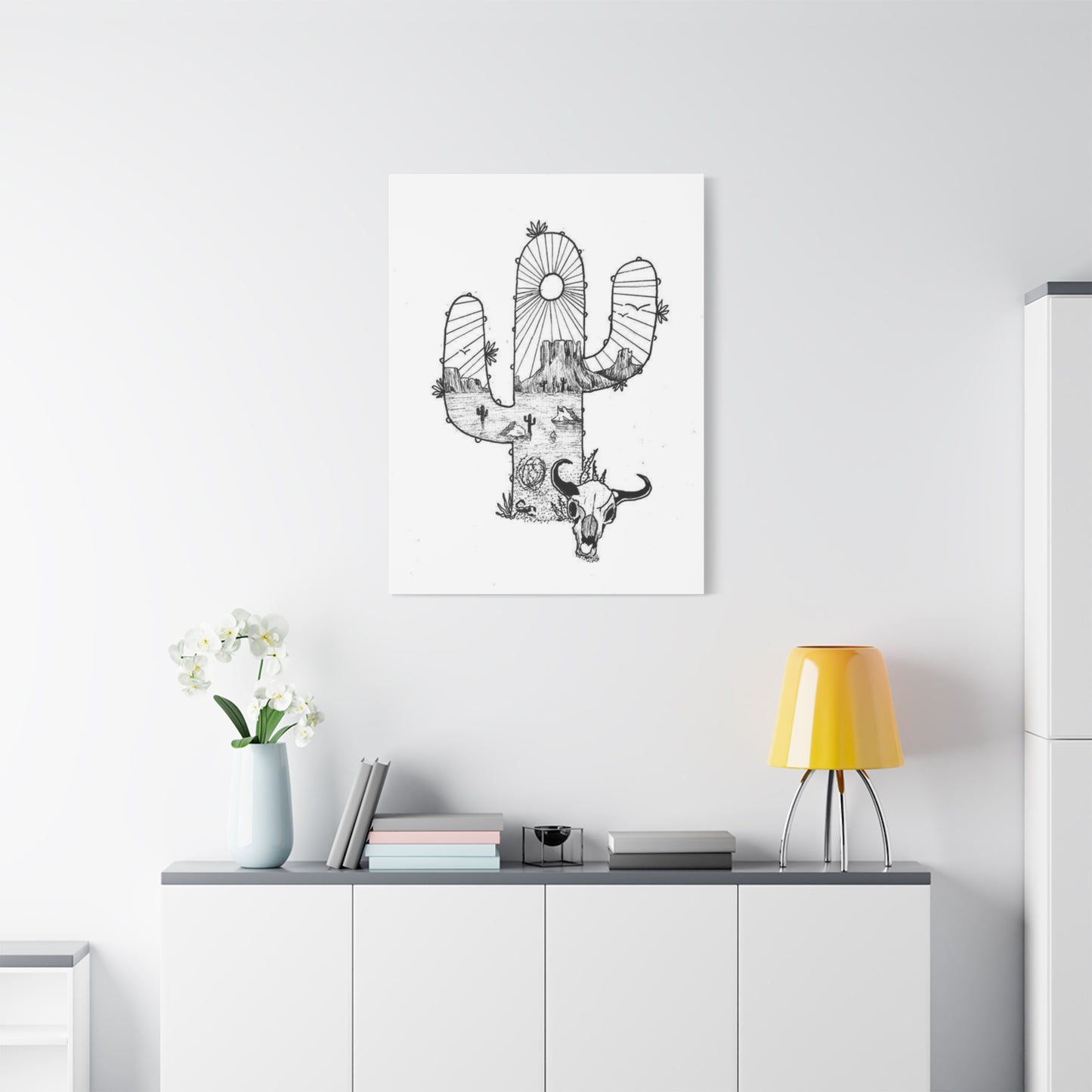 Texas In Cactus Drawing Wall Art & Canvas Prints