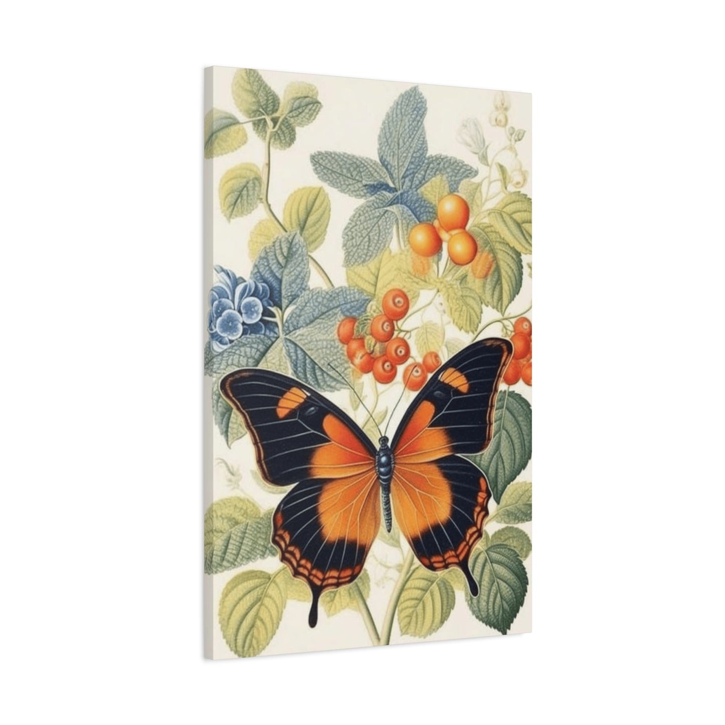 Butterfly on Berries Painting Wall Art & Canvas Prints