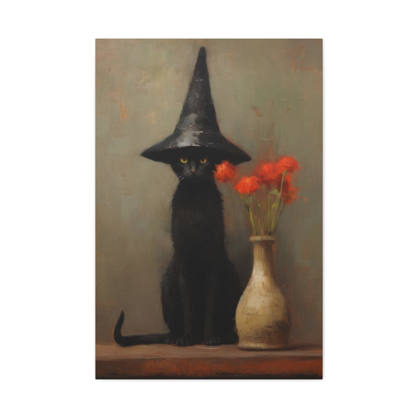 Black Cat With Hat Wall Art & Canvas Prints