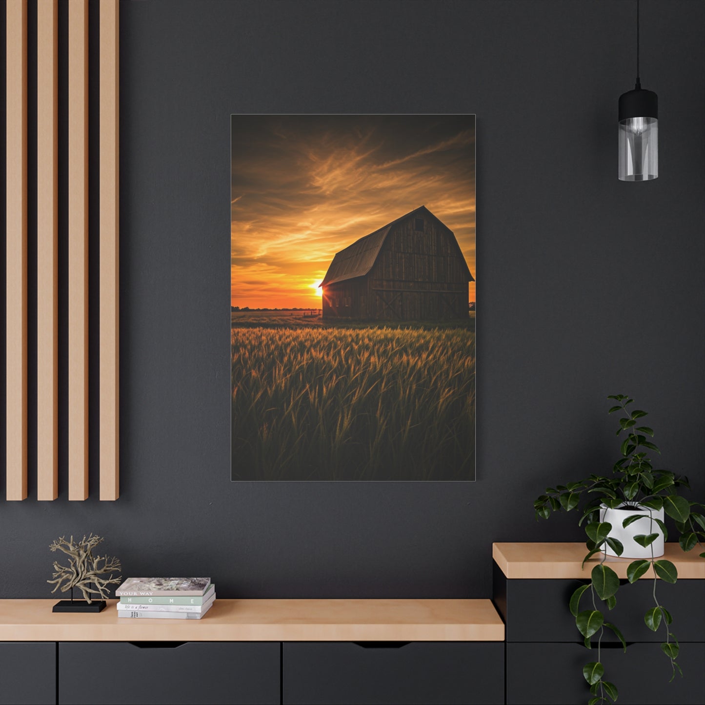 Sunset Barn in Tall Wheat Fields Wall Art & Canvas Prints