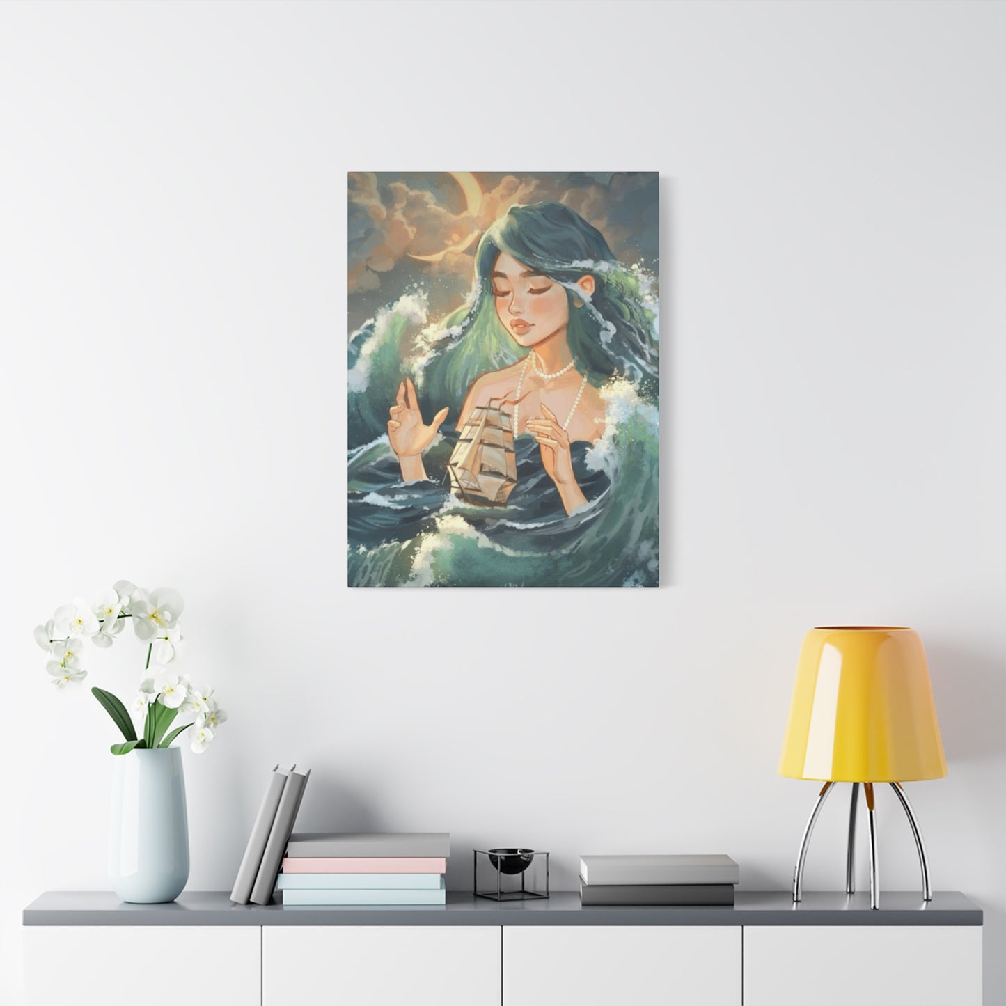 A Mermaid Playing With A Ship In Ocean Wall Art & Canvas Prints