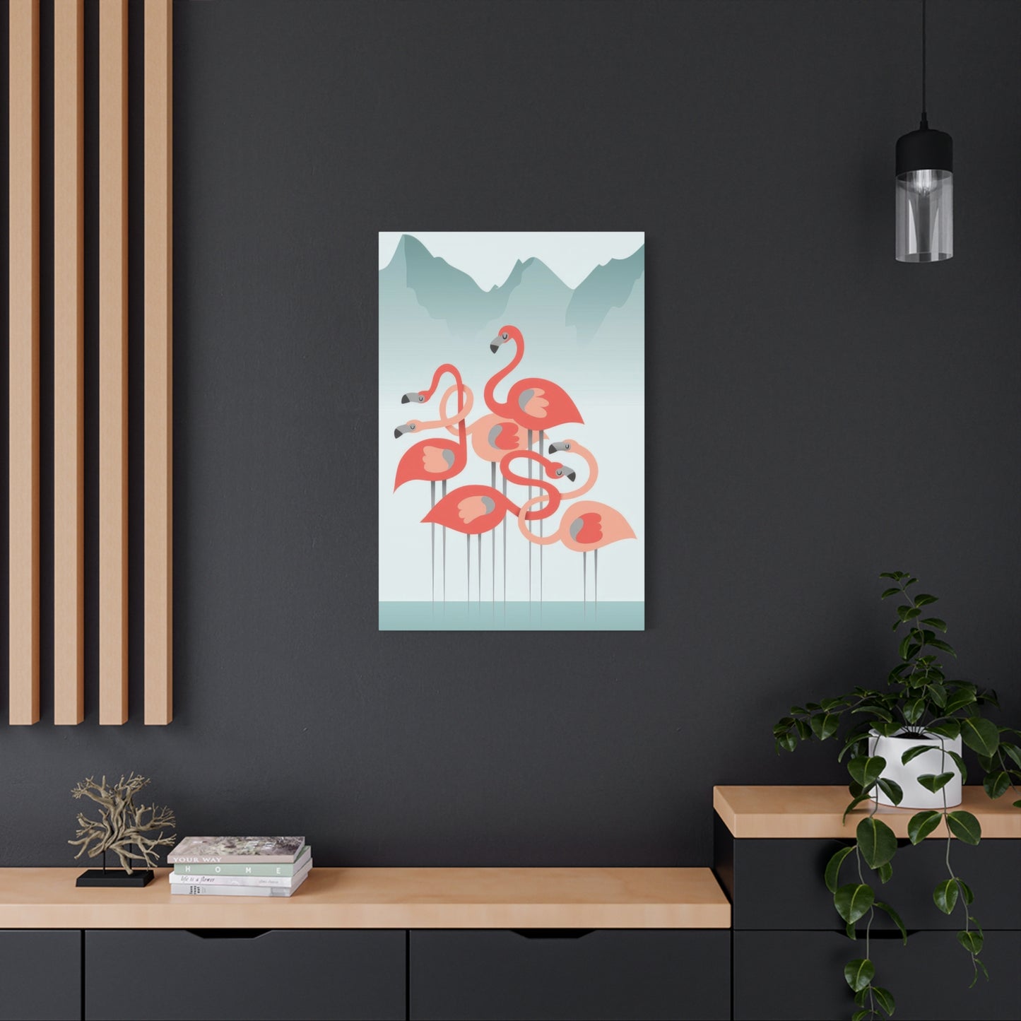 Flamingo Flock Aqua Wall Art & Canvas Prints
