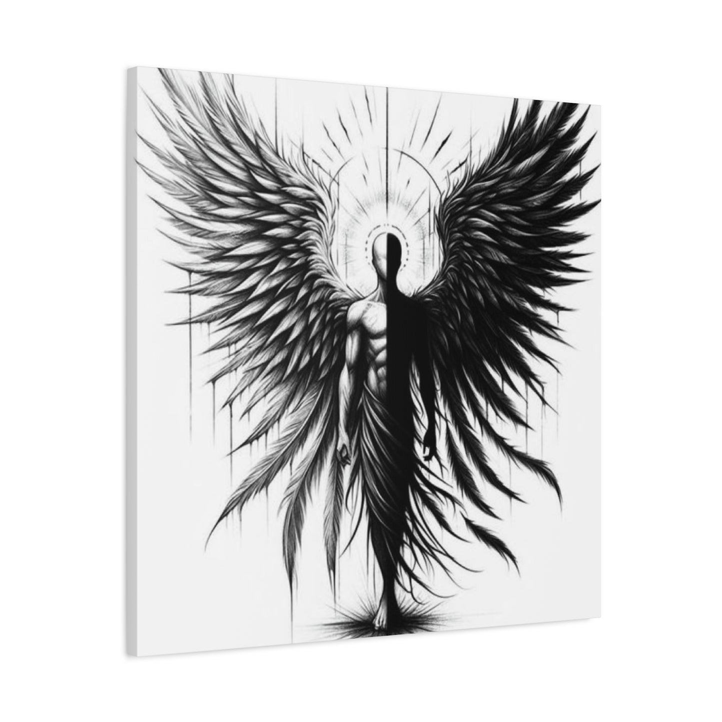 Black and White Angel Wings Tattoo Wall Art & Canvas Prints