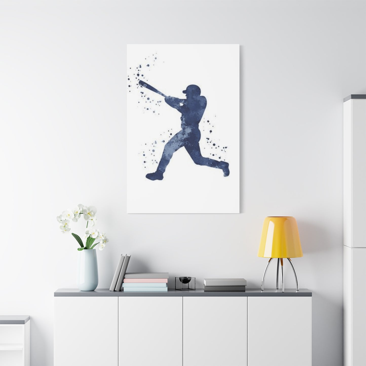 Blue Baseball Player Silhoutte Wall Art & Canvas Prints