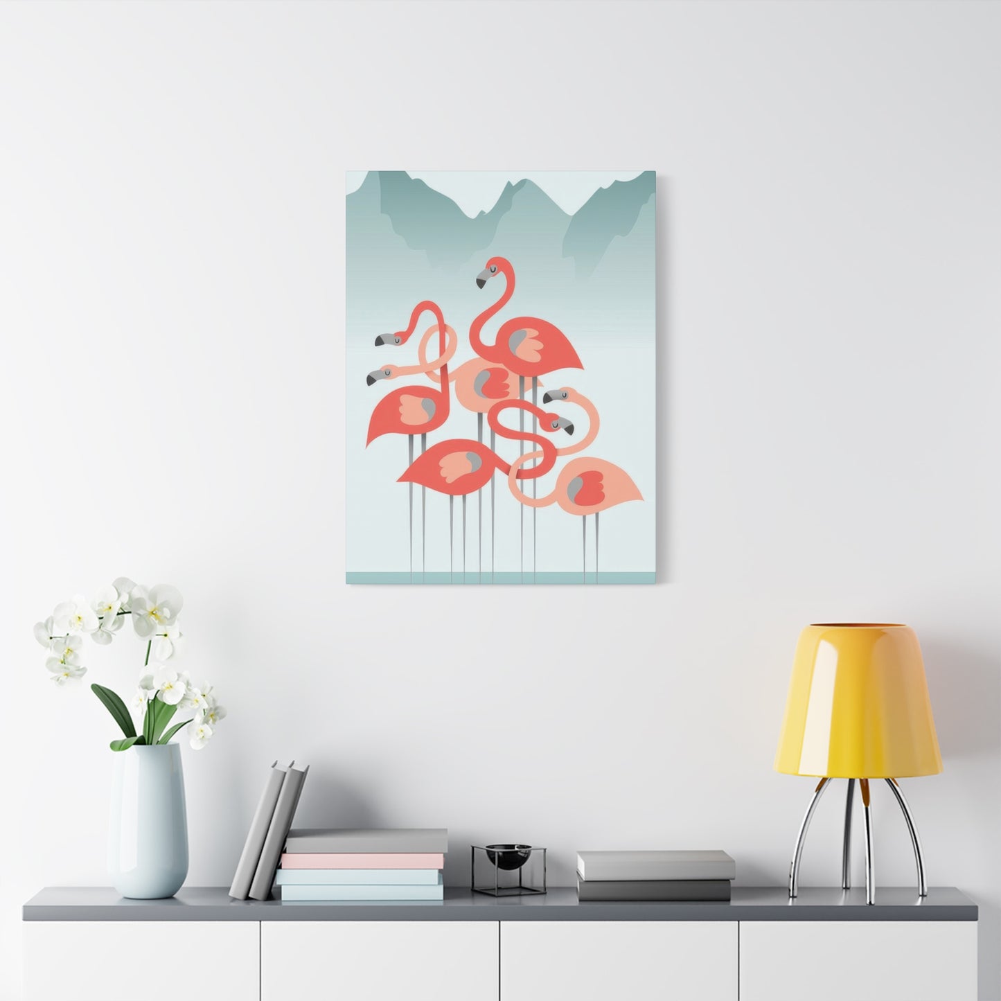 Flamingo Flock Aqua Wall Art & Canvas Prints