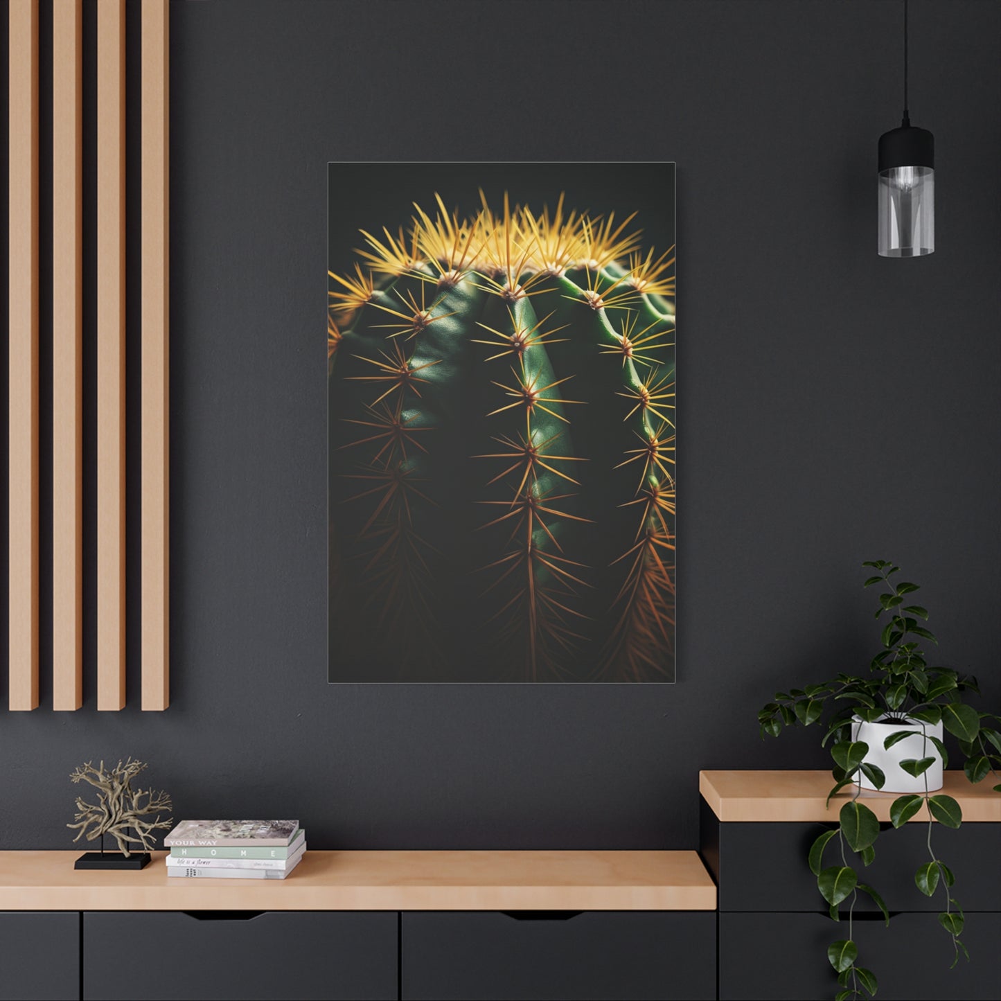 Golden Spine Macro Cactus Wall Art & Canvas Prints